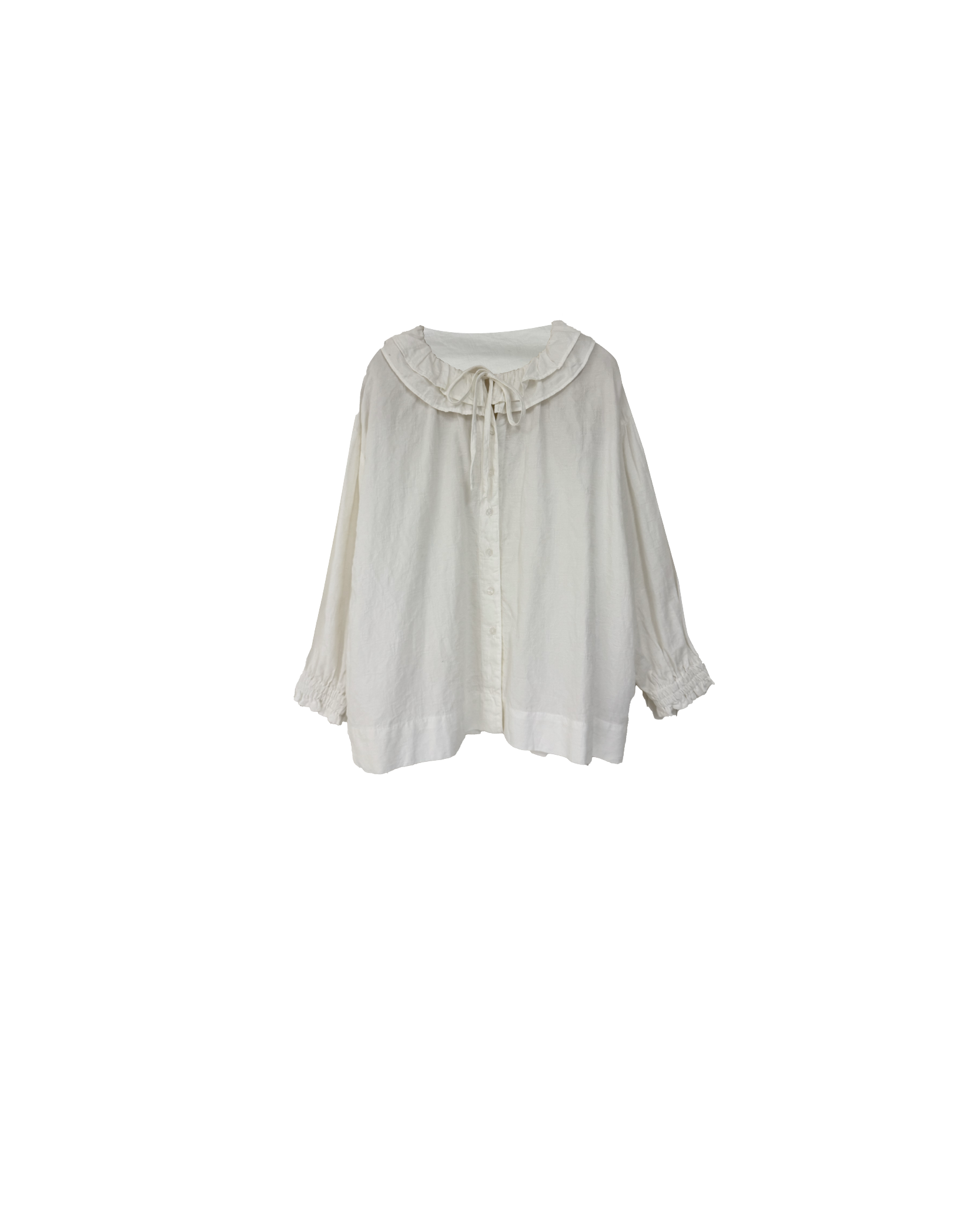 雙層小荷葉領綁繩暗紋上衣