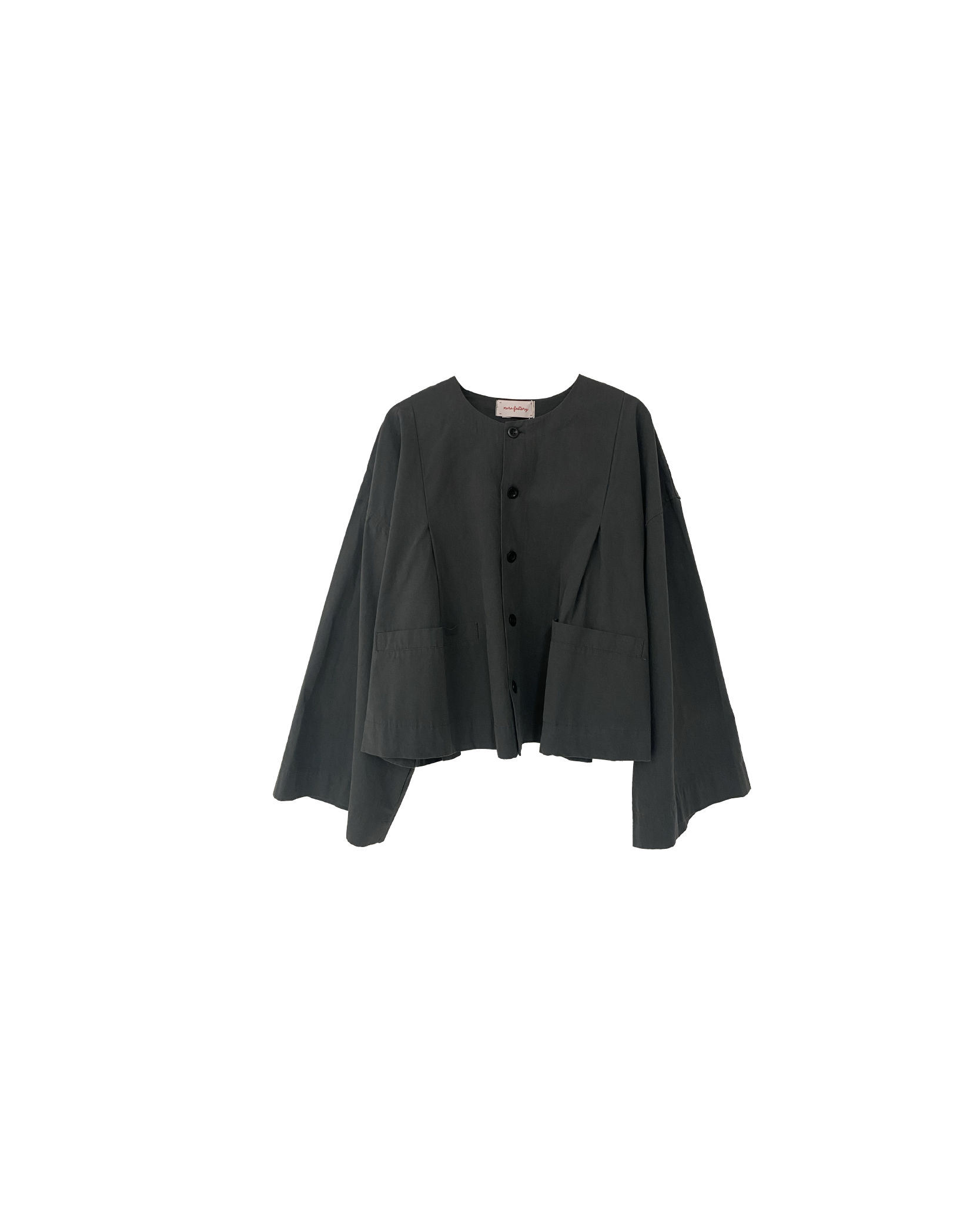 雙口袋棉麻闊袖短版外套