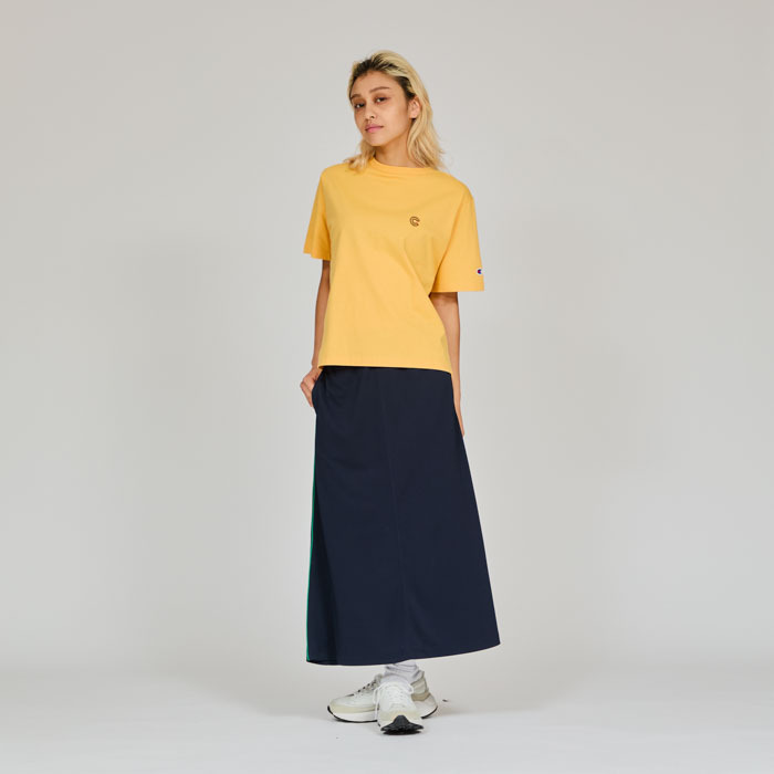 女款-小C 雙色刺繡 短袖 T恤-黃色（CW-B302-573）