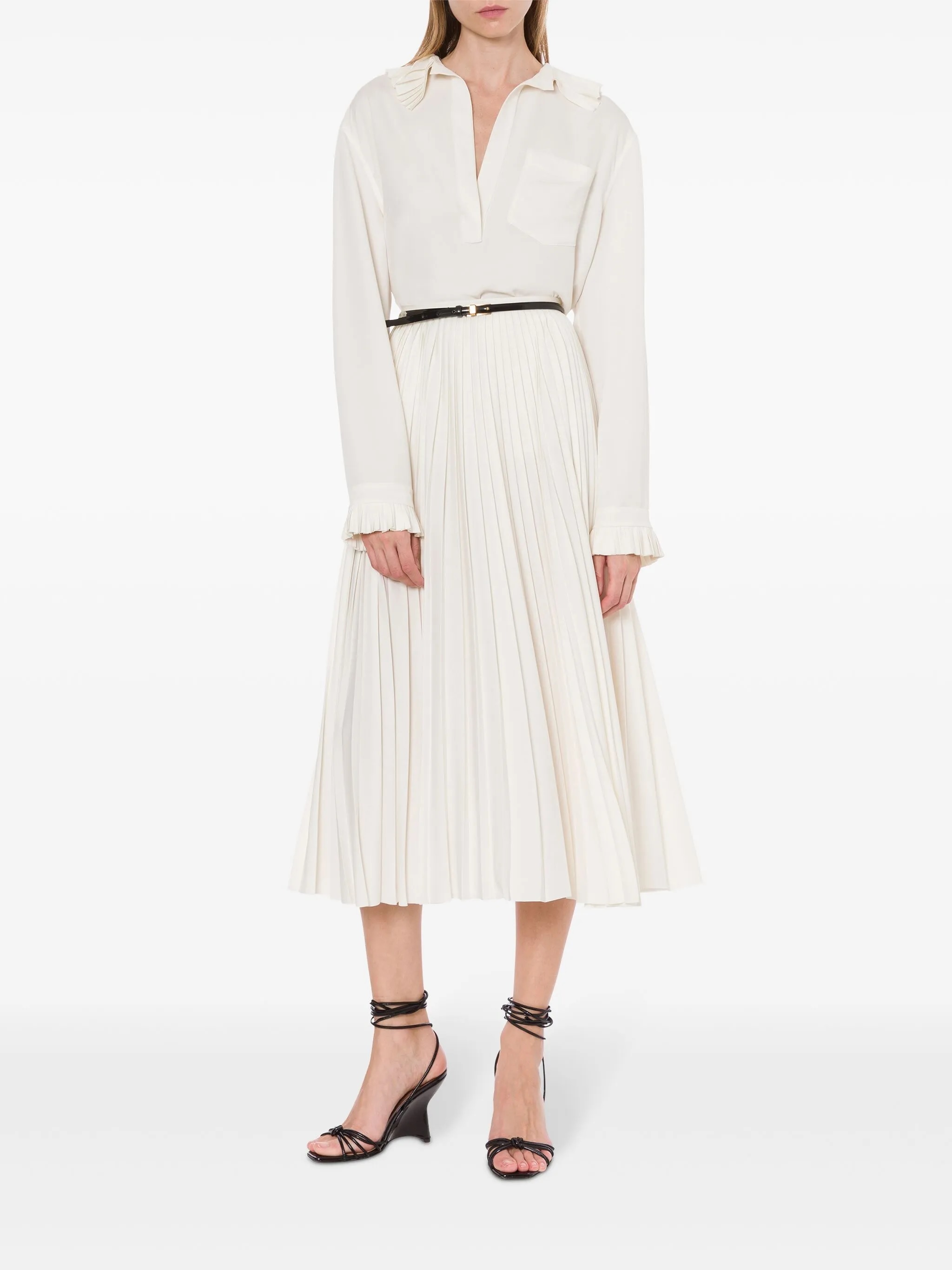 Philosophy 百褶領開V襯衫