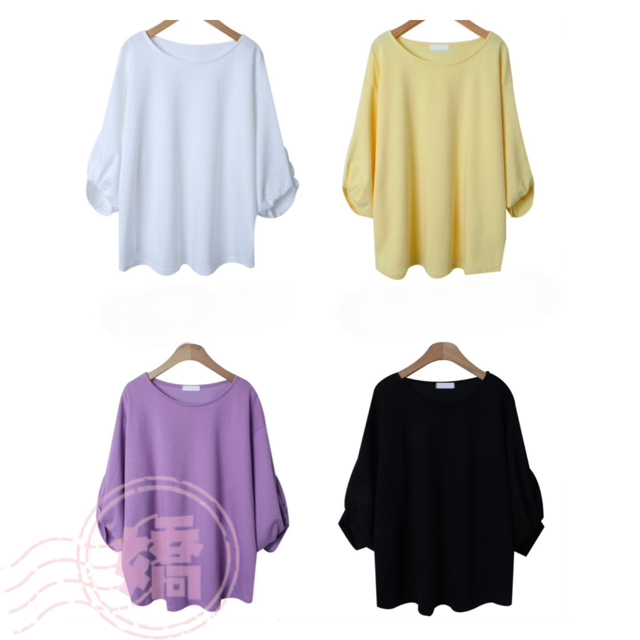 K21019袖紐節踢(白'黃'紫'黑)