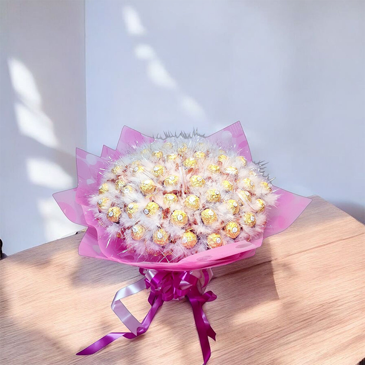 單支羽毛金莎花,羽毛金莎分享花束,feather_Ferrero-Rocher-chocolate-shared-bouquet,可抽取式金莎花束