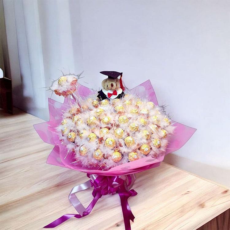 單支羽毛金莎花,羽毛金莎分享花束,feather_Ferrero-Rocher-chocolate-shared-bouquet,可抽取式金莎花束