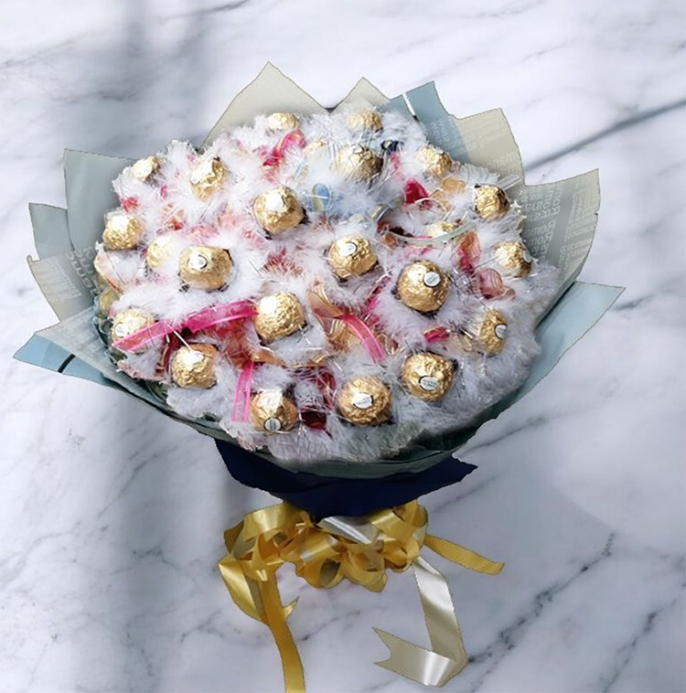單支羽毛金莎花,羽毛金莎分享花束,feather_Ferrero-Rocher-chocolate-shared-bouquet,可抽取式金莎花束