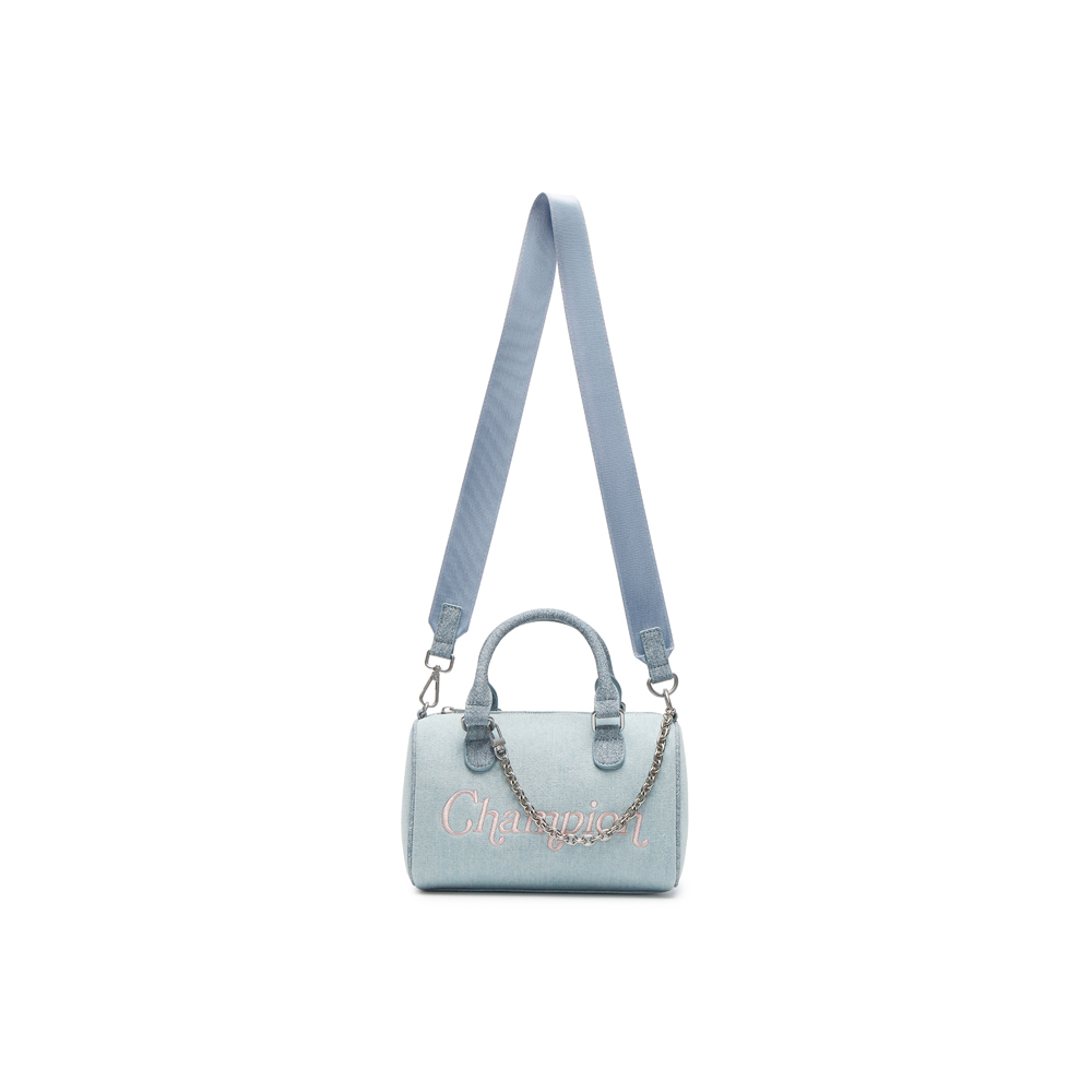 中性-C-LIFE 金屬鏈飾 刺繡LOGO 迷你波士頓包-淺藍色（U5AACPU23M2）