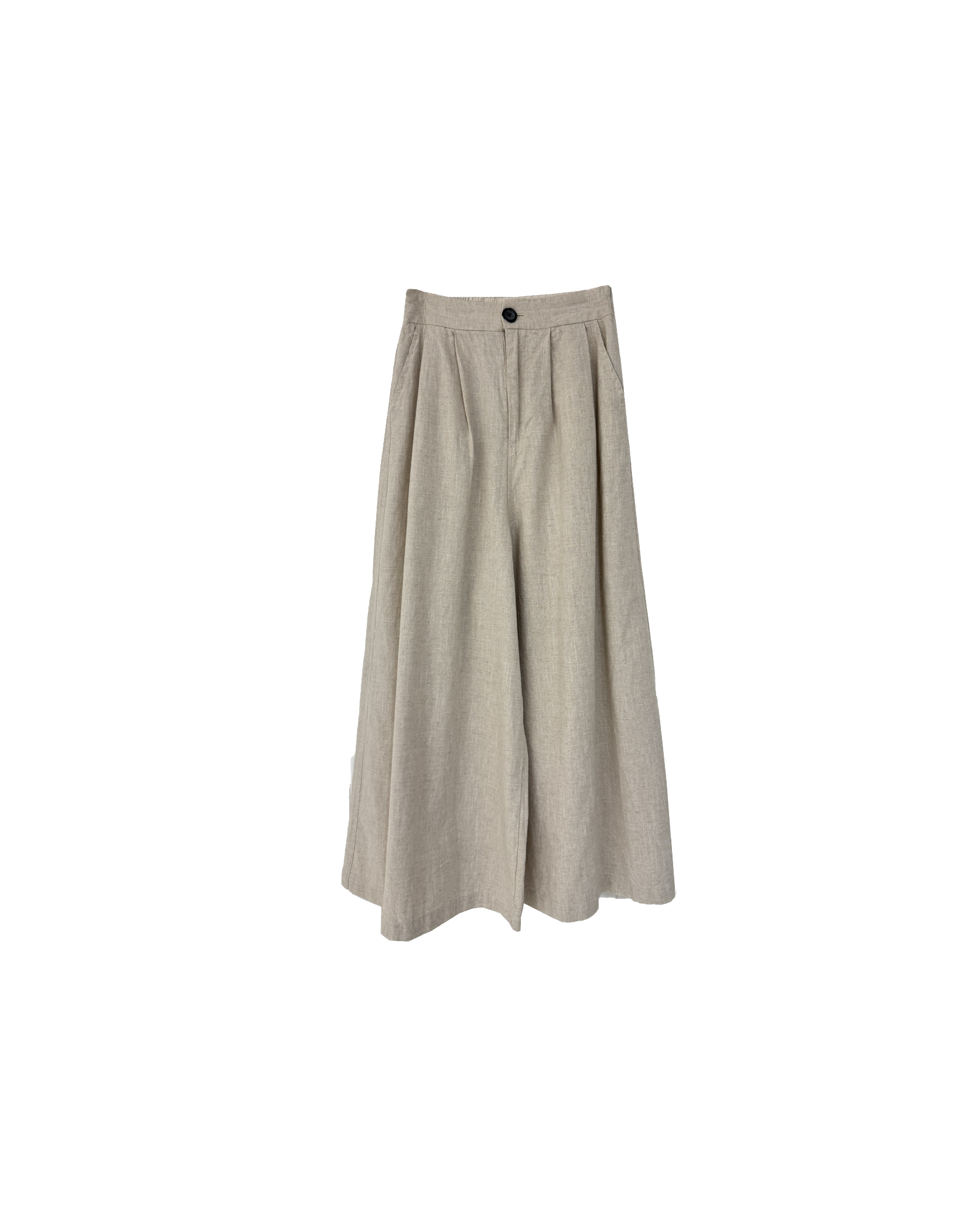 麻質半橡筋微寬褲