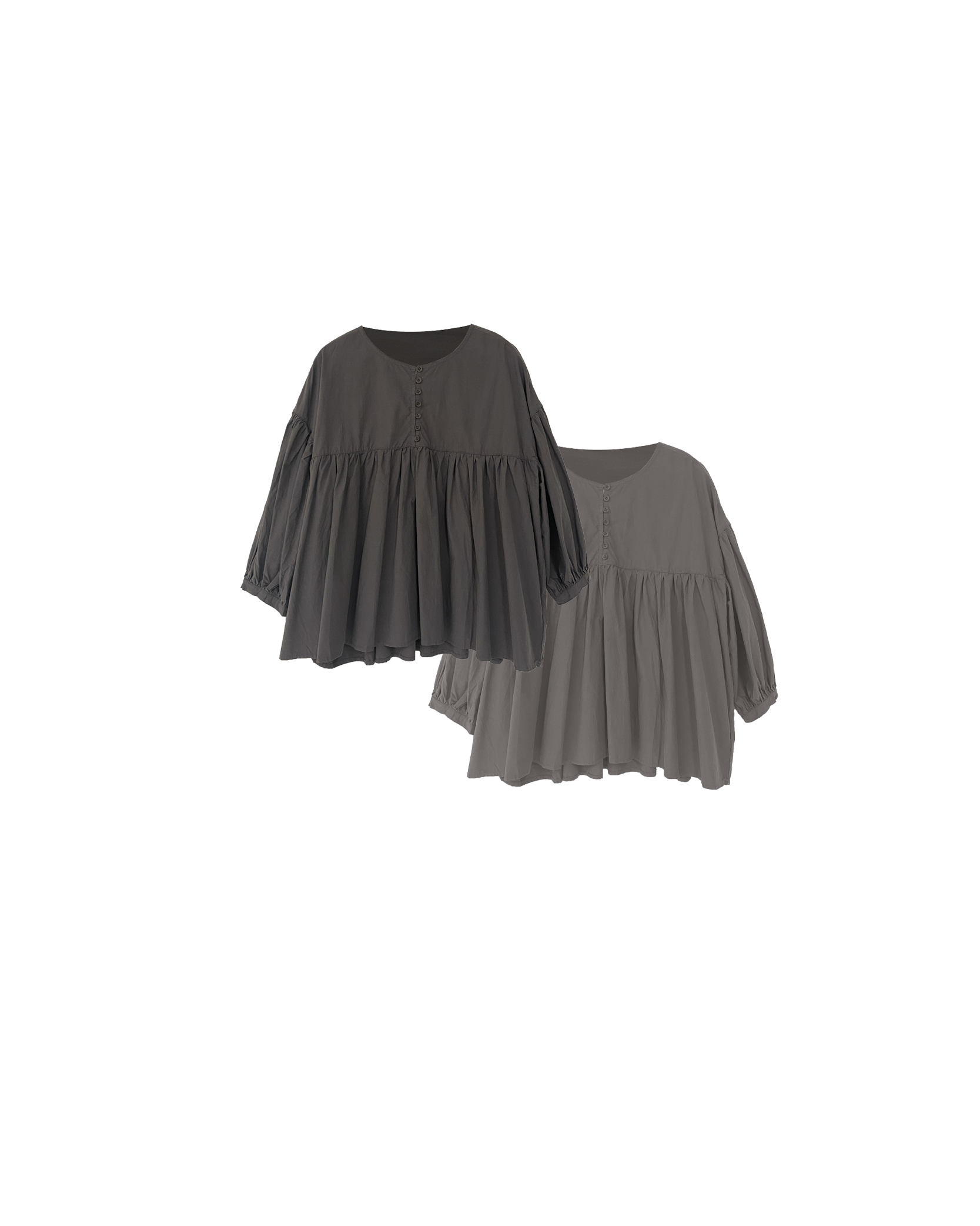 排鈕泡袖輕薄傘top