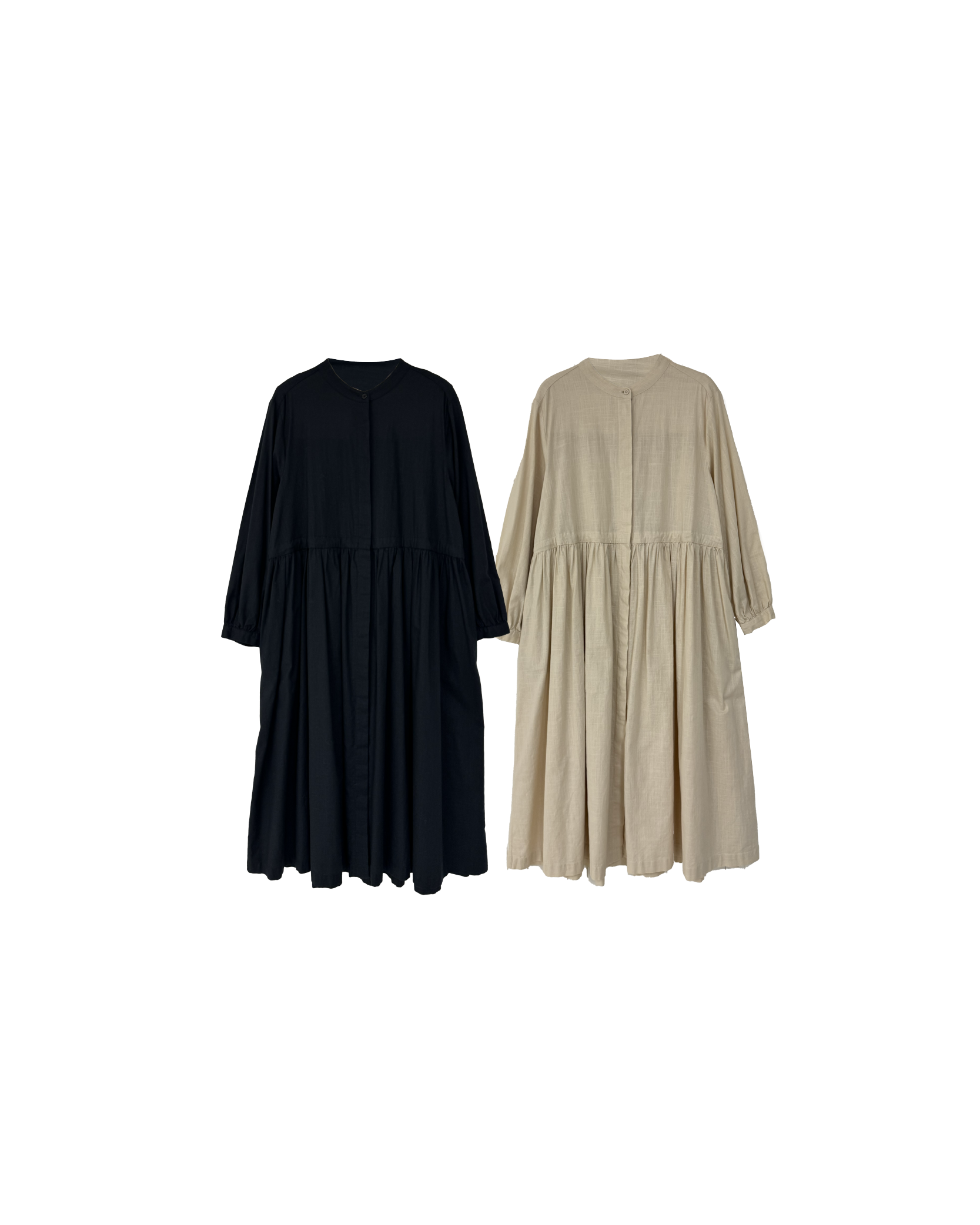 平領密褶腰純色全開onepiece