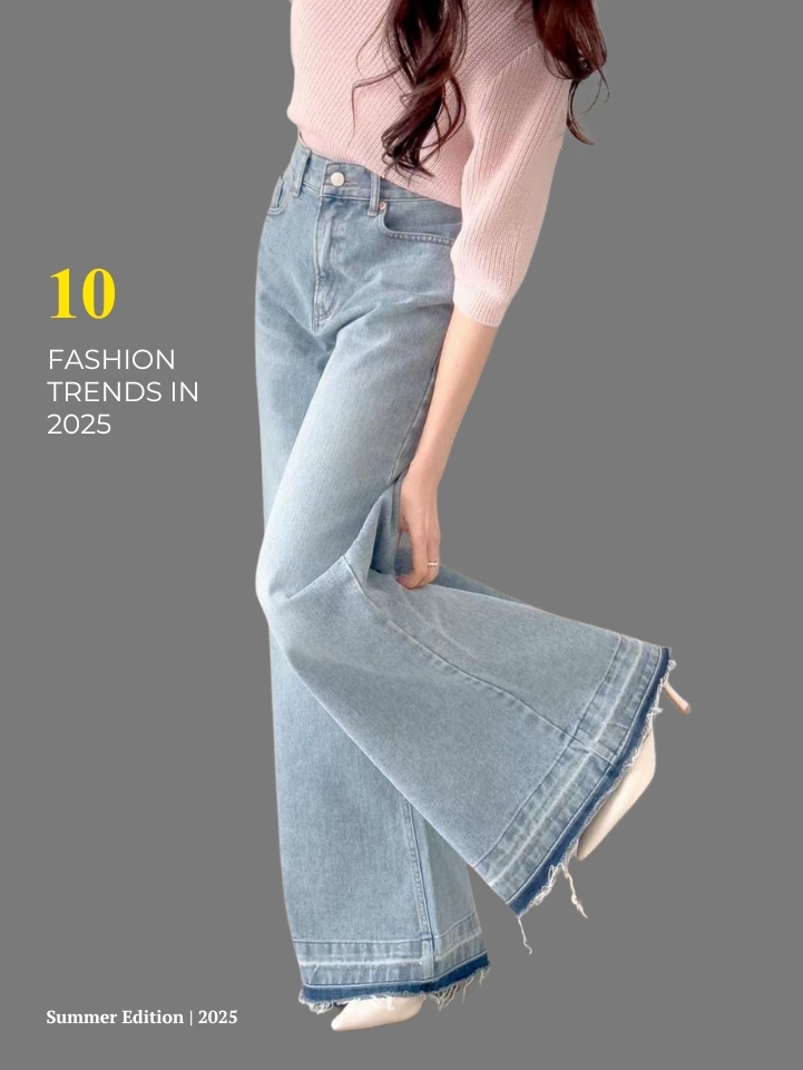 中腰深色滾鬚邊大寬褲