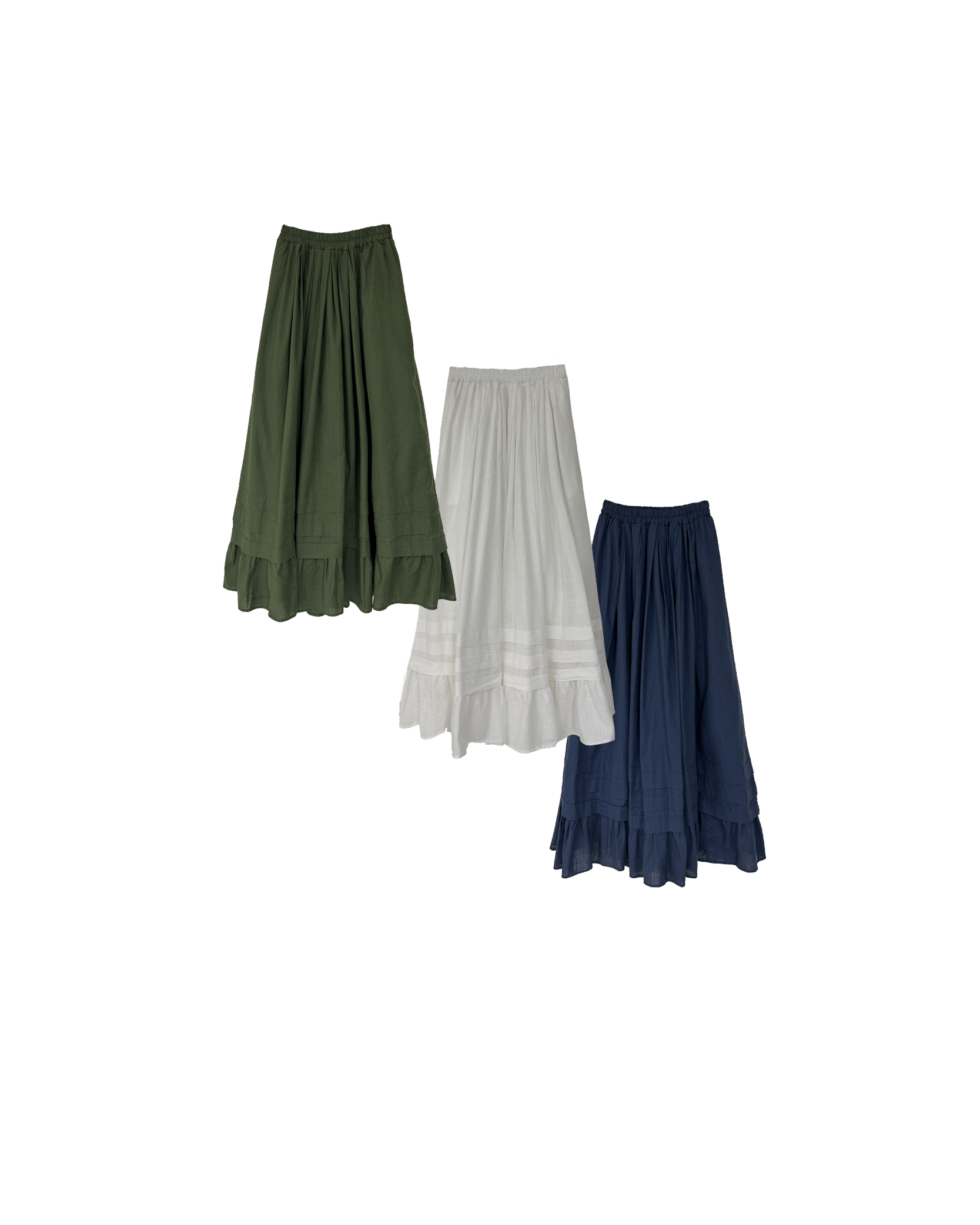 三褶全橡筋暗紋半裙