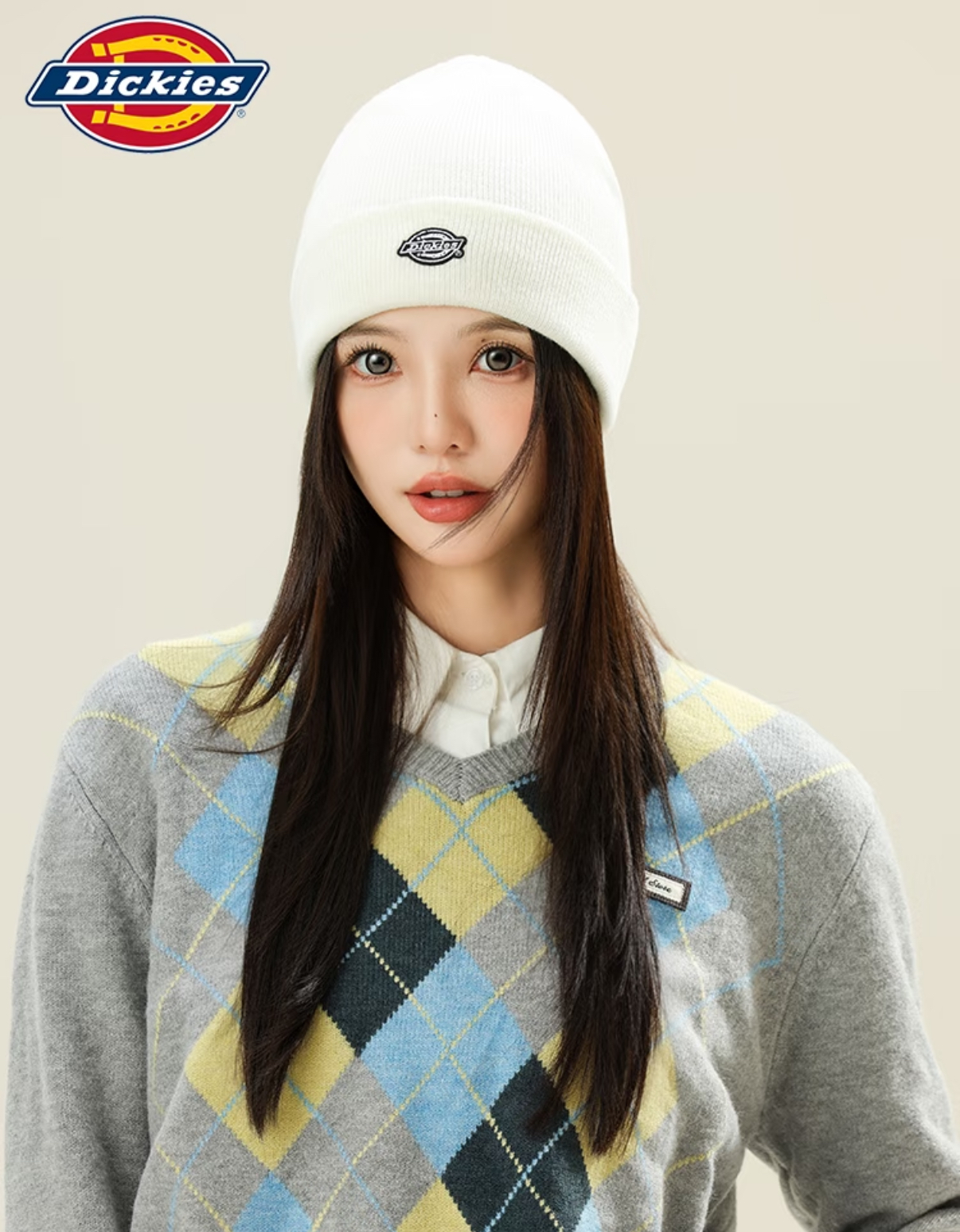 DICKIES 針織堆堆帽 白色 D251UQ257