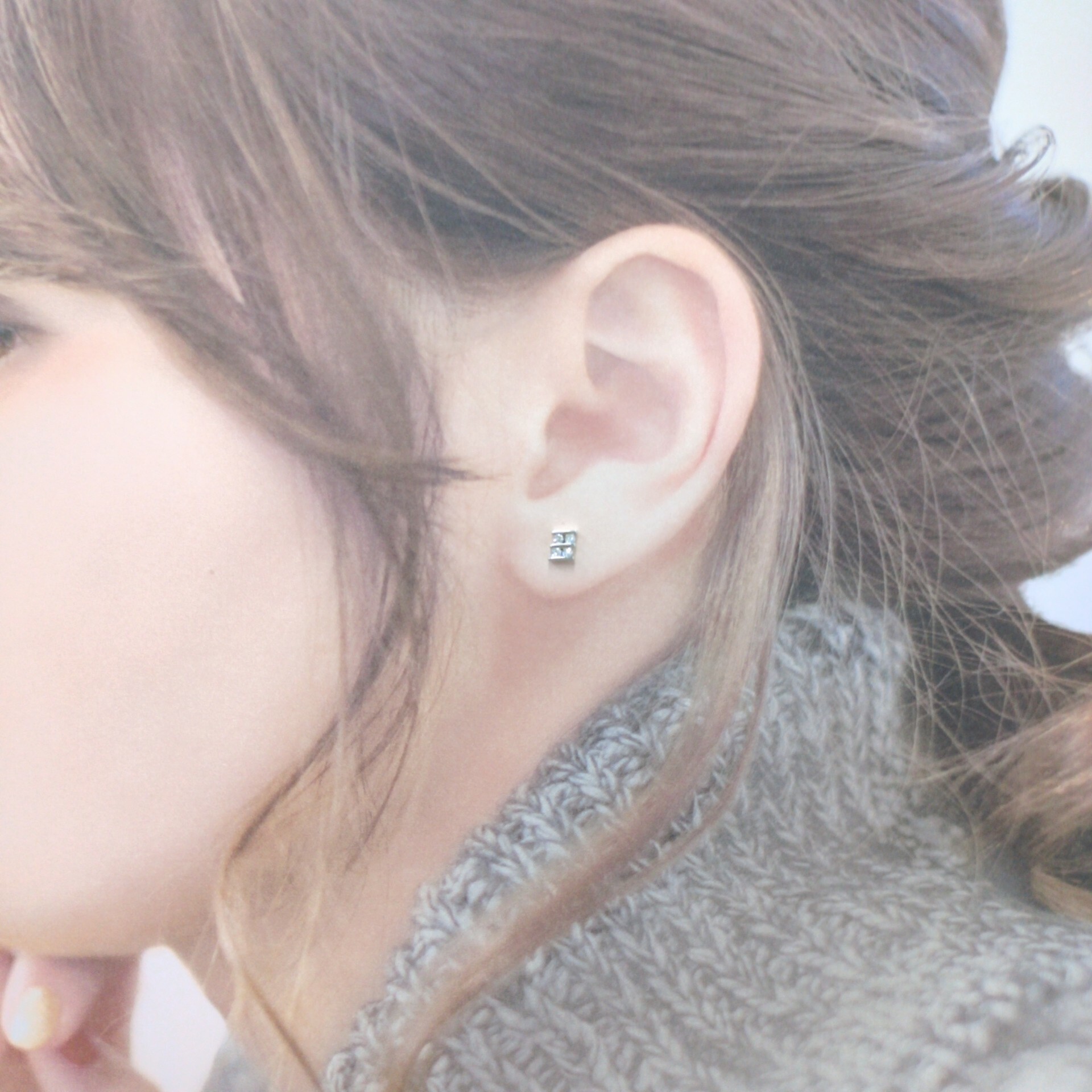 全新18K白金15份鑽石耳環