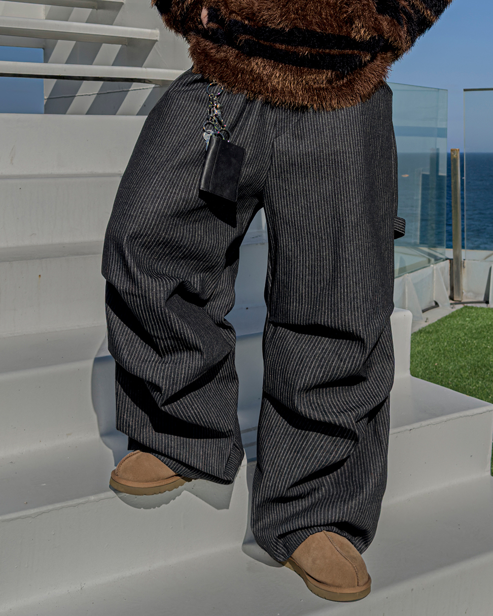 太陽標誌牛仔工裝褲