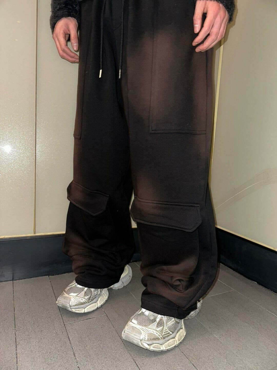 仿污鬆身運動褲 P3050