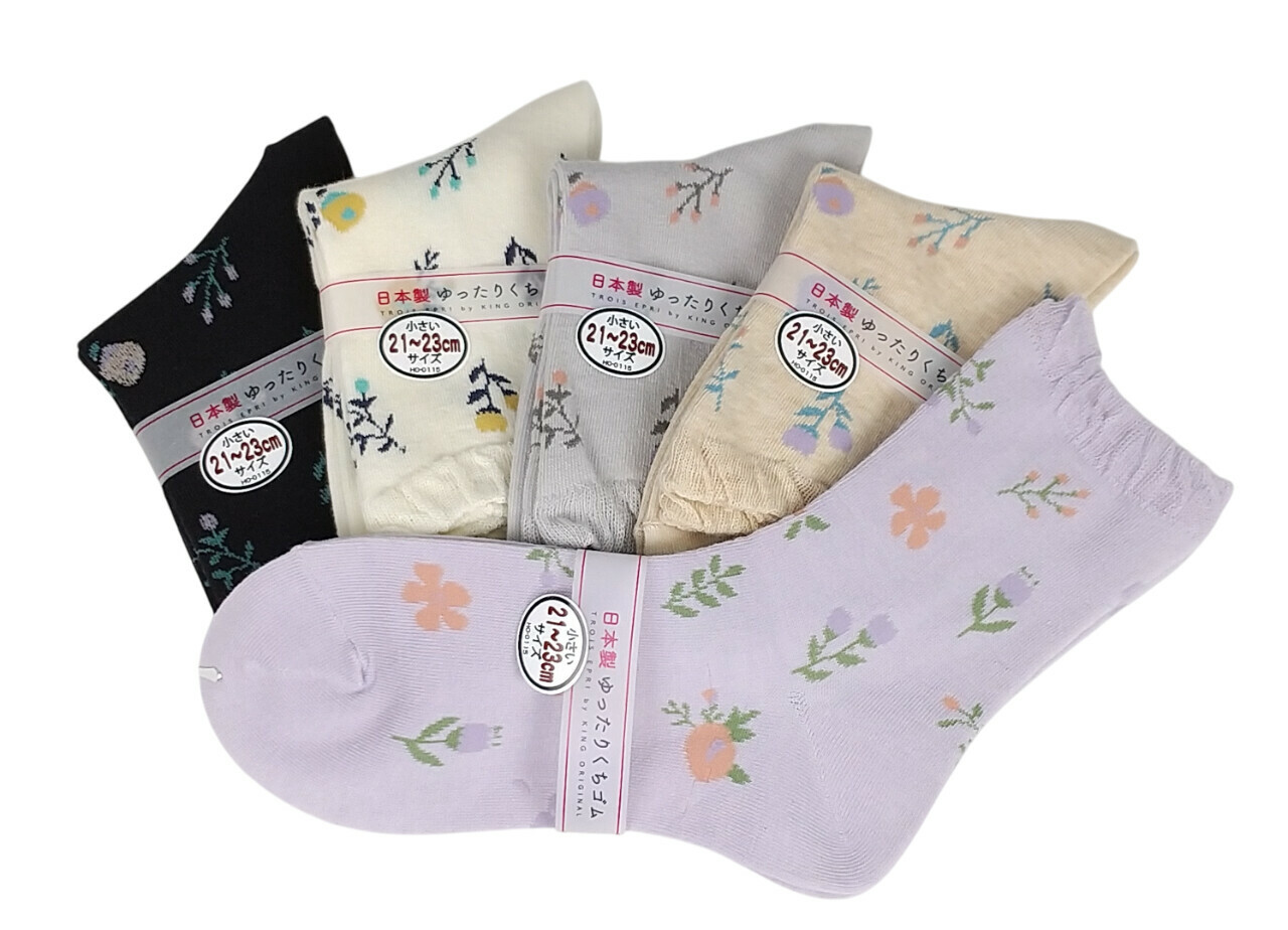 日式花卉圖案襪 (日本製)