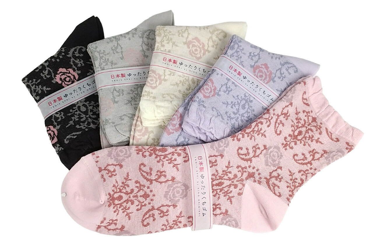 日式花卉圖案襪 (日本製)