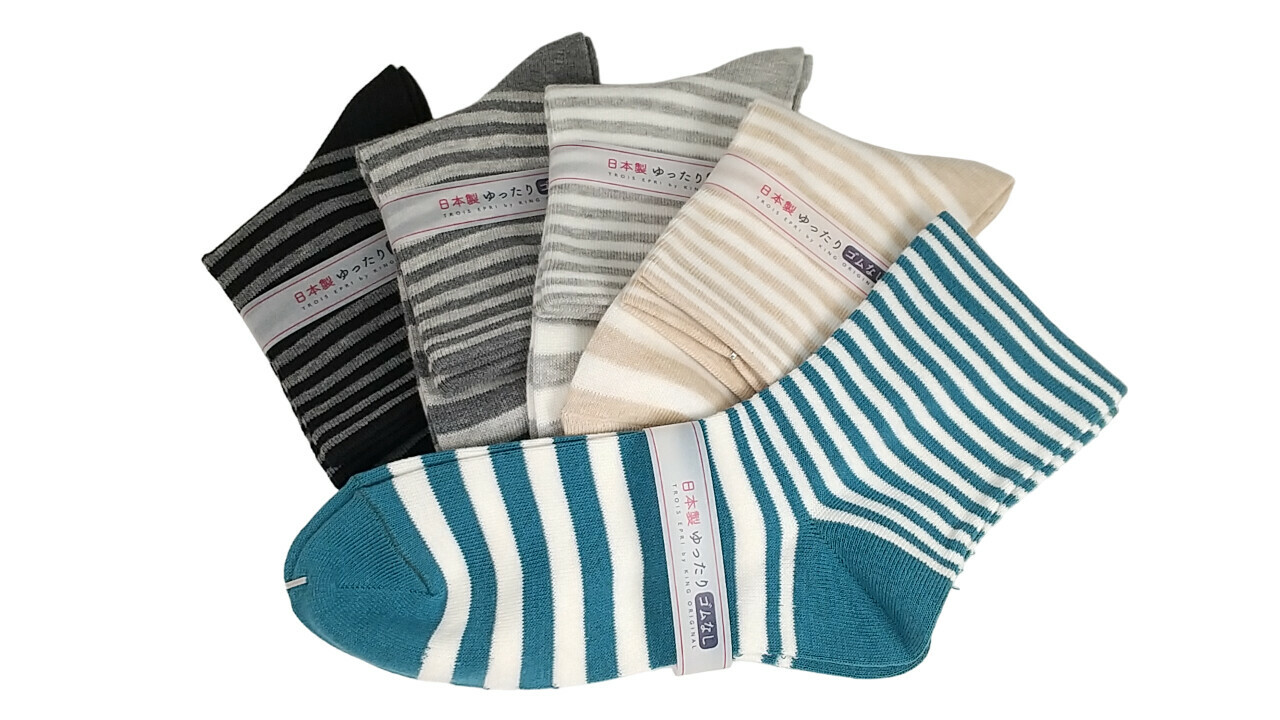 日式橫間圖案襪 (日本製)