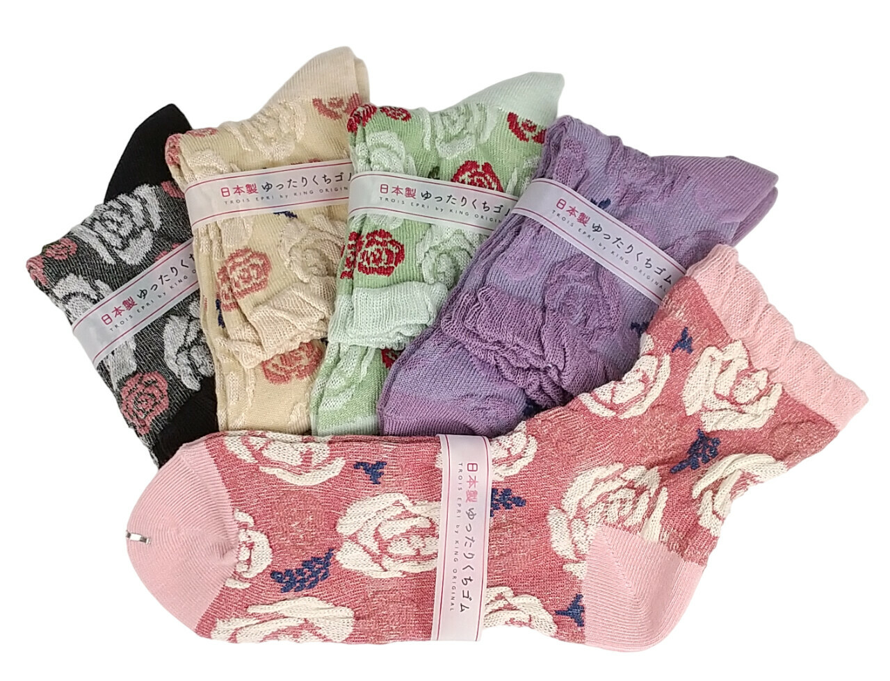 日式花卉圖案襪 (日本製)