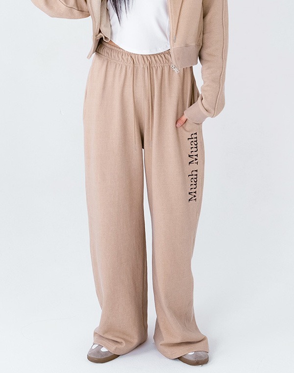 MUAHMUAH LOGO PIGMENT WIDE BANDING PANTS MUAHMUAH LOGO PIGMENT WIDE BANDING PANTS