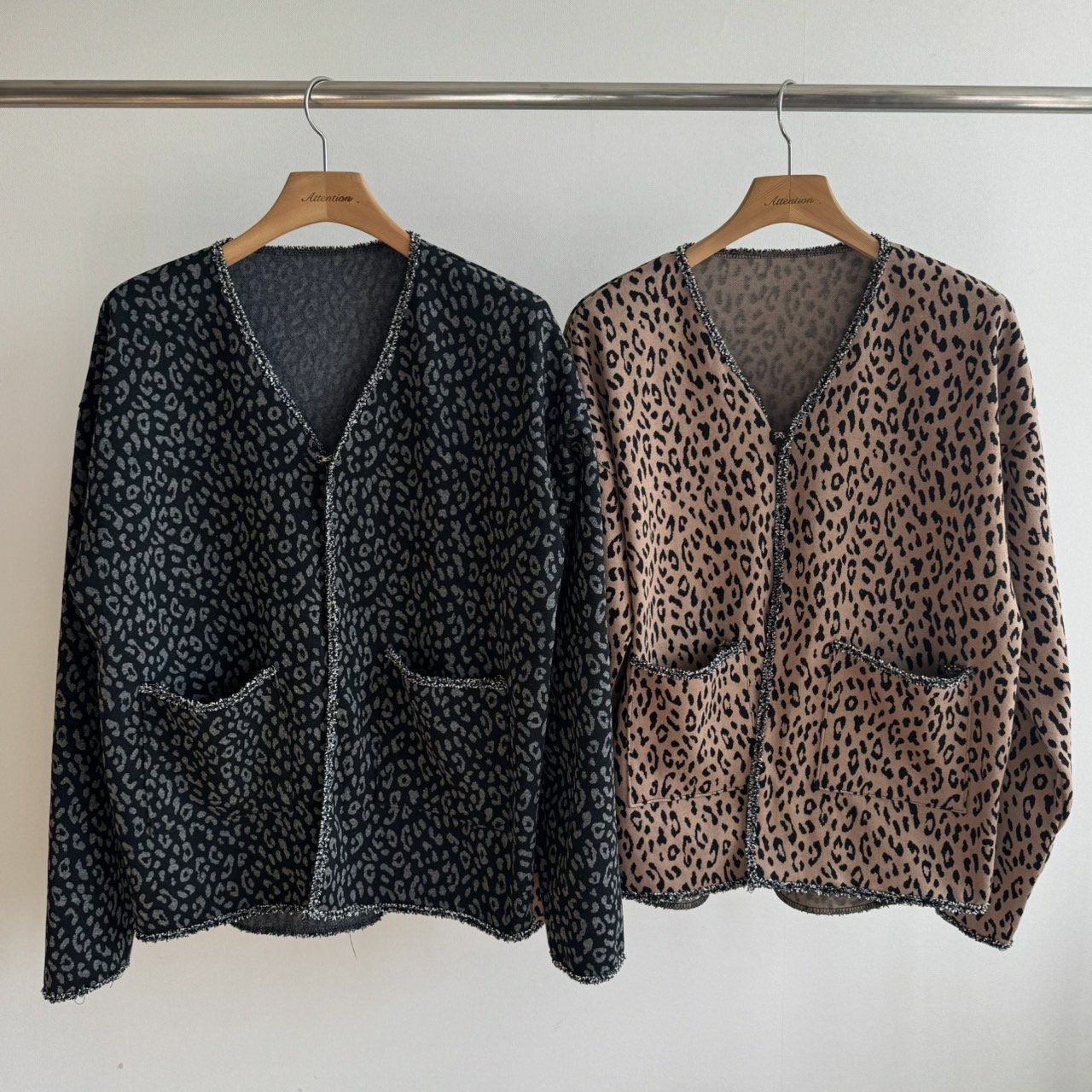 豹紋開胸外套 BY ATTENTION-350JK