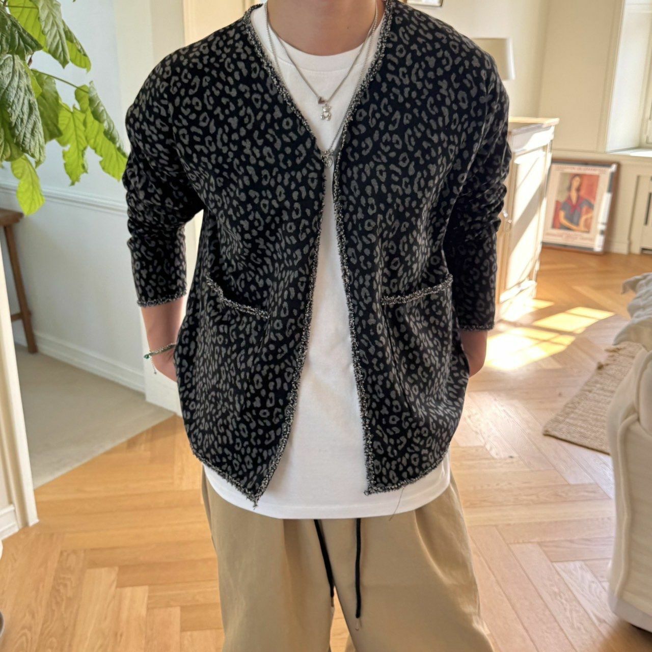 豹紋開胸外套 BY ATTENTION-350JK