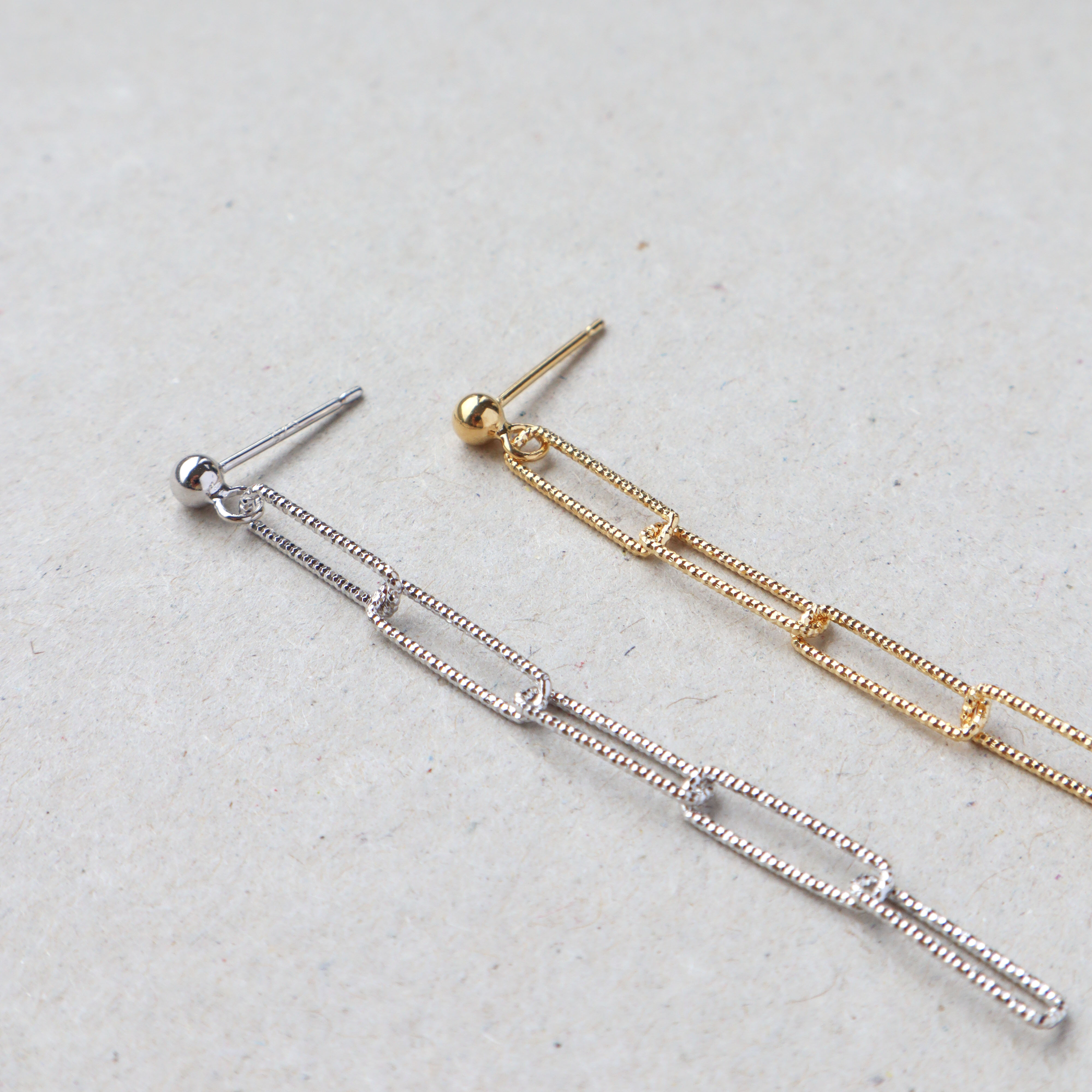 Silver/閃銀系列-垂墜鎖鍊耳環