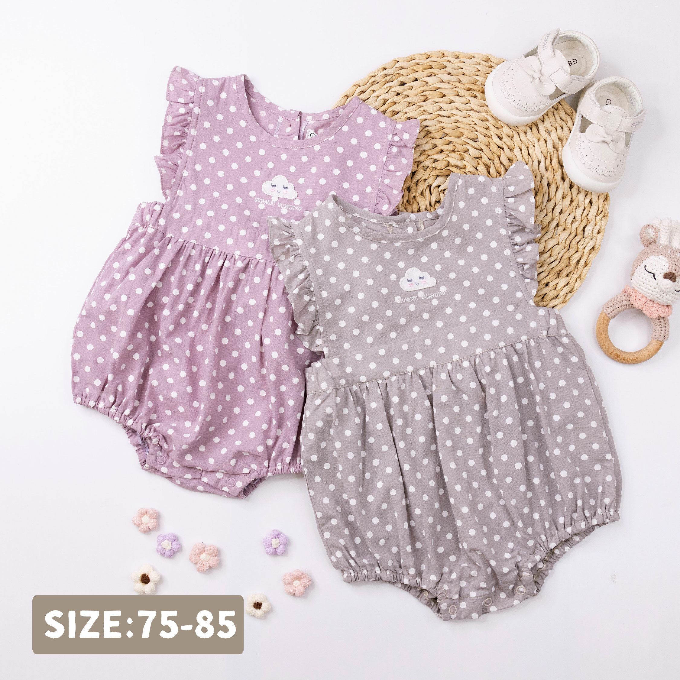 范侖鐵諾【52003】可愛雲朵圓點包屁連身裝＊二色