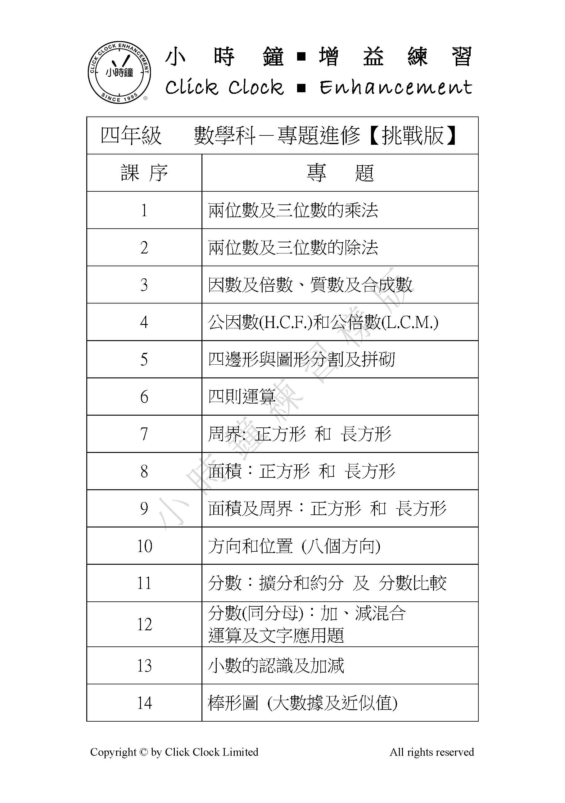 (PM C22)  P4 小學數學 專題進修 (挑戰版) - 中文版本