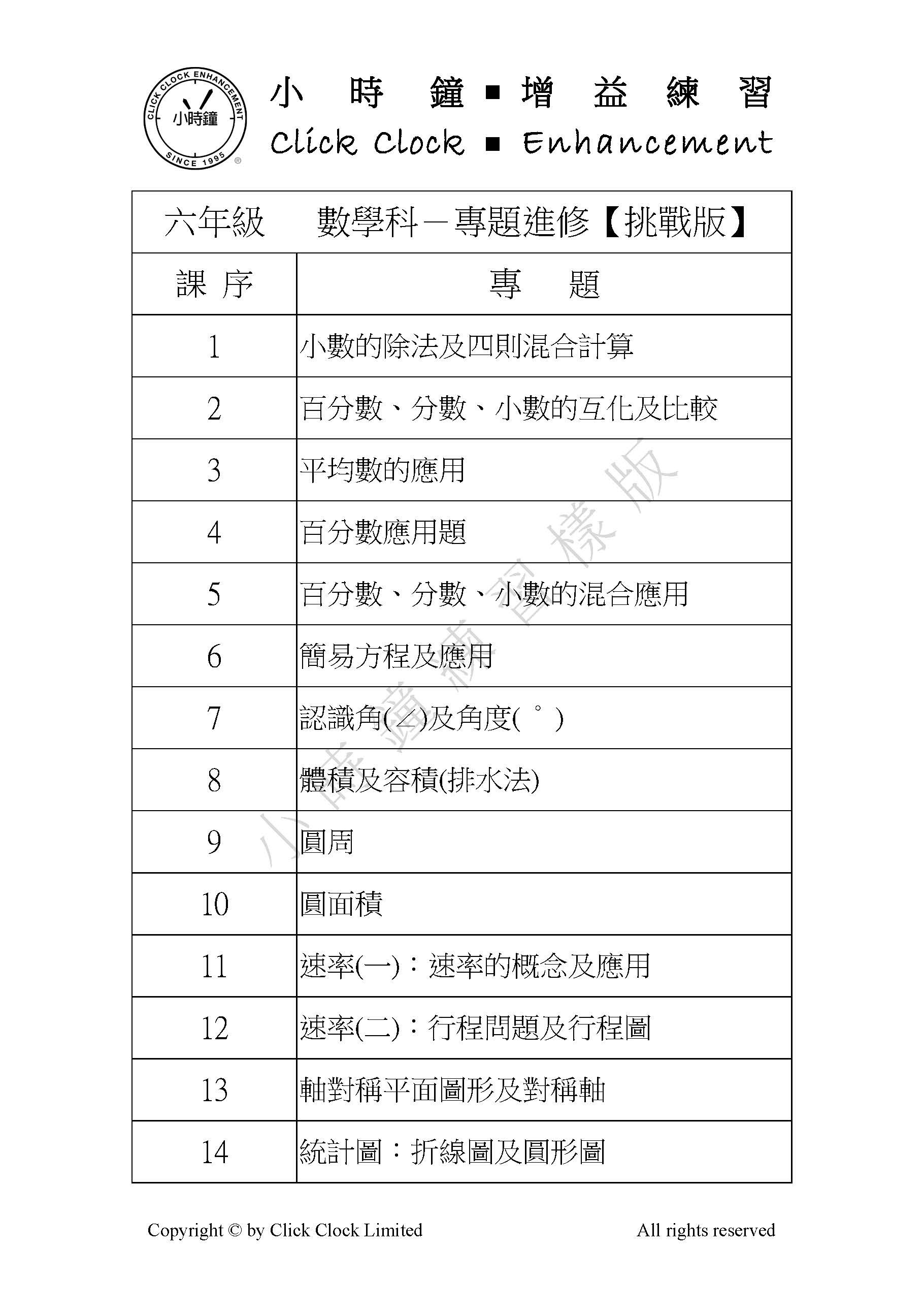 (PM C22)  P6 小學數學 專題進修 (挑戰版) - 中文版本