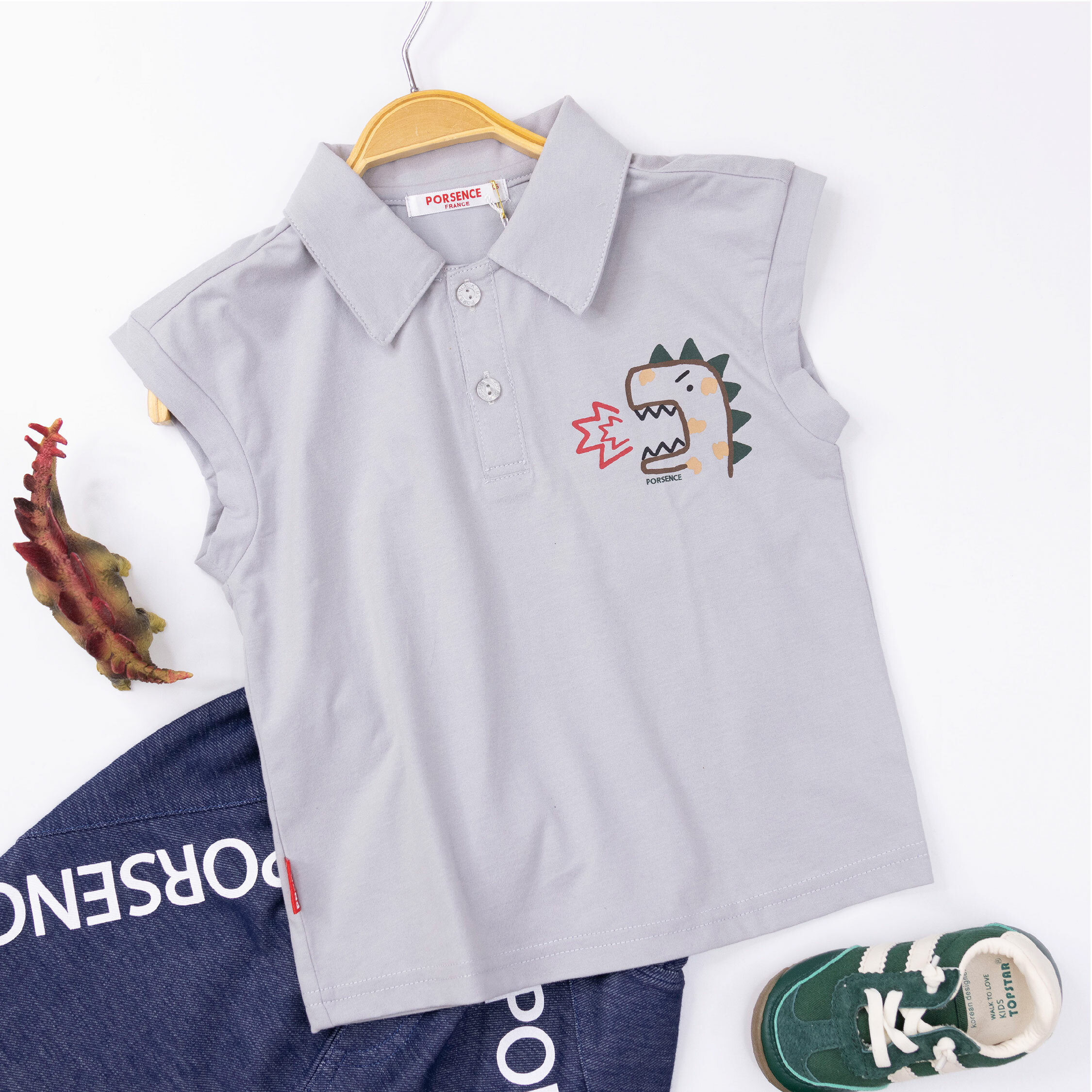 波紳士【22003】嘎嘎叫恐龍POLO衫/背心＊二色