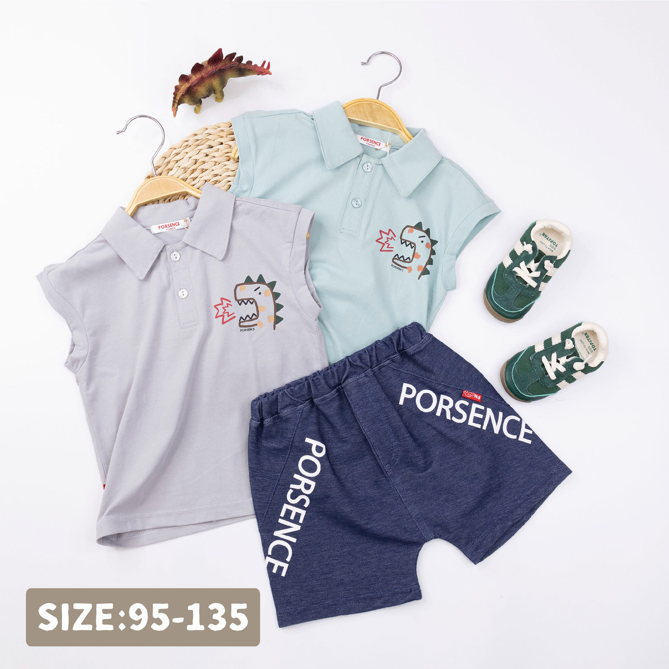 波紳士【22003】嘎嘎叫恐龍POLO衫/背心＊二色