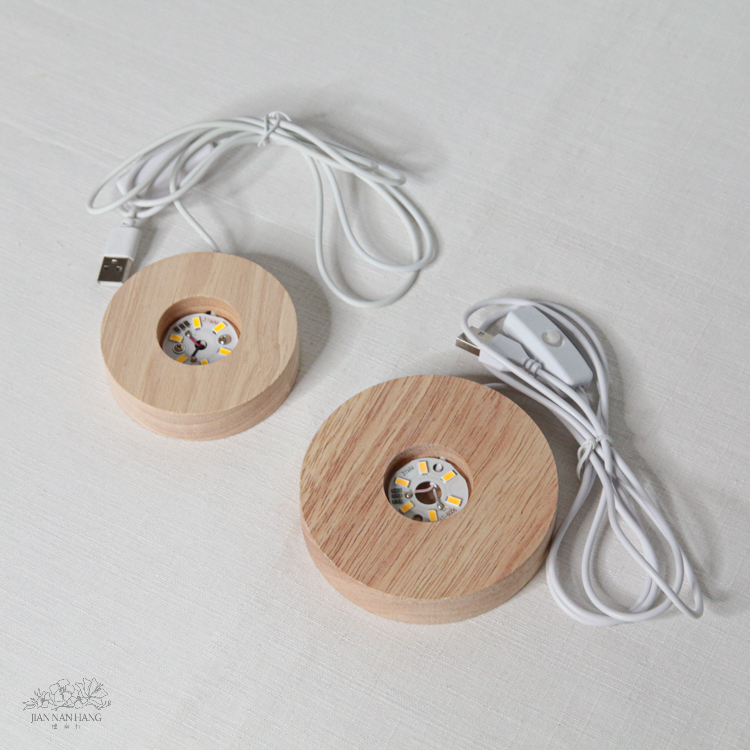 資材 USB插頭原木燈座 兩款