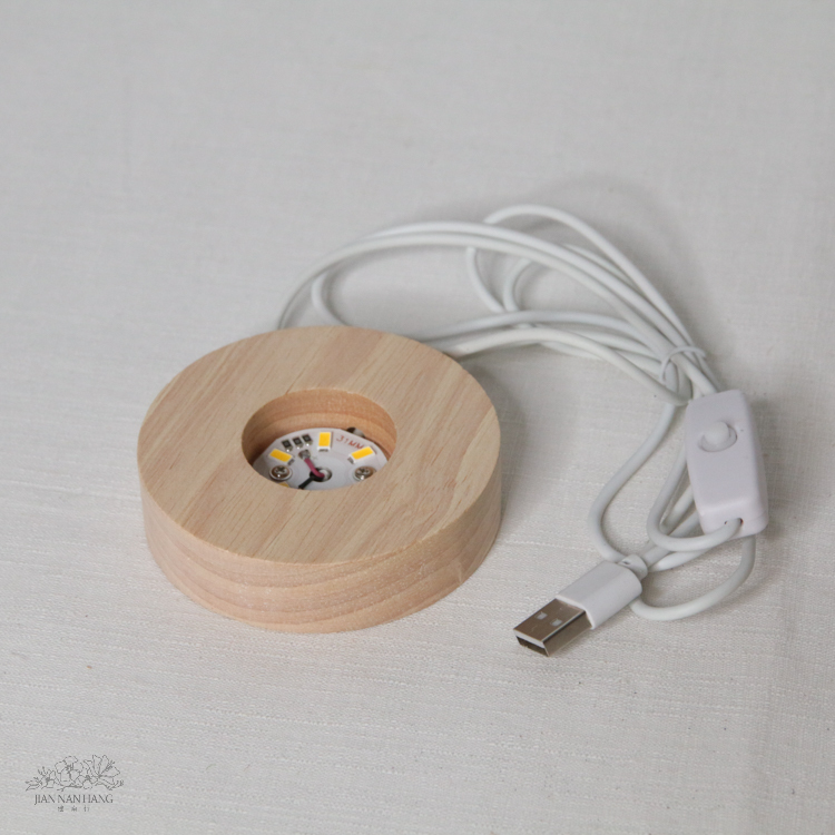 資材 USB插頭原木燈座 兩款