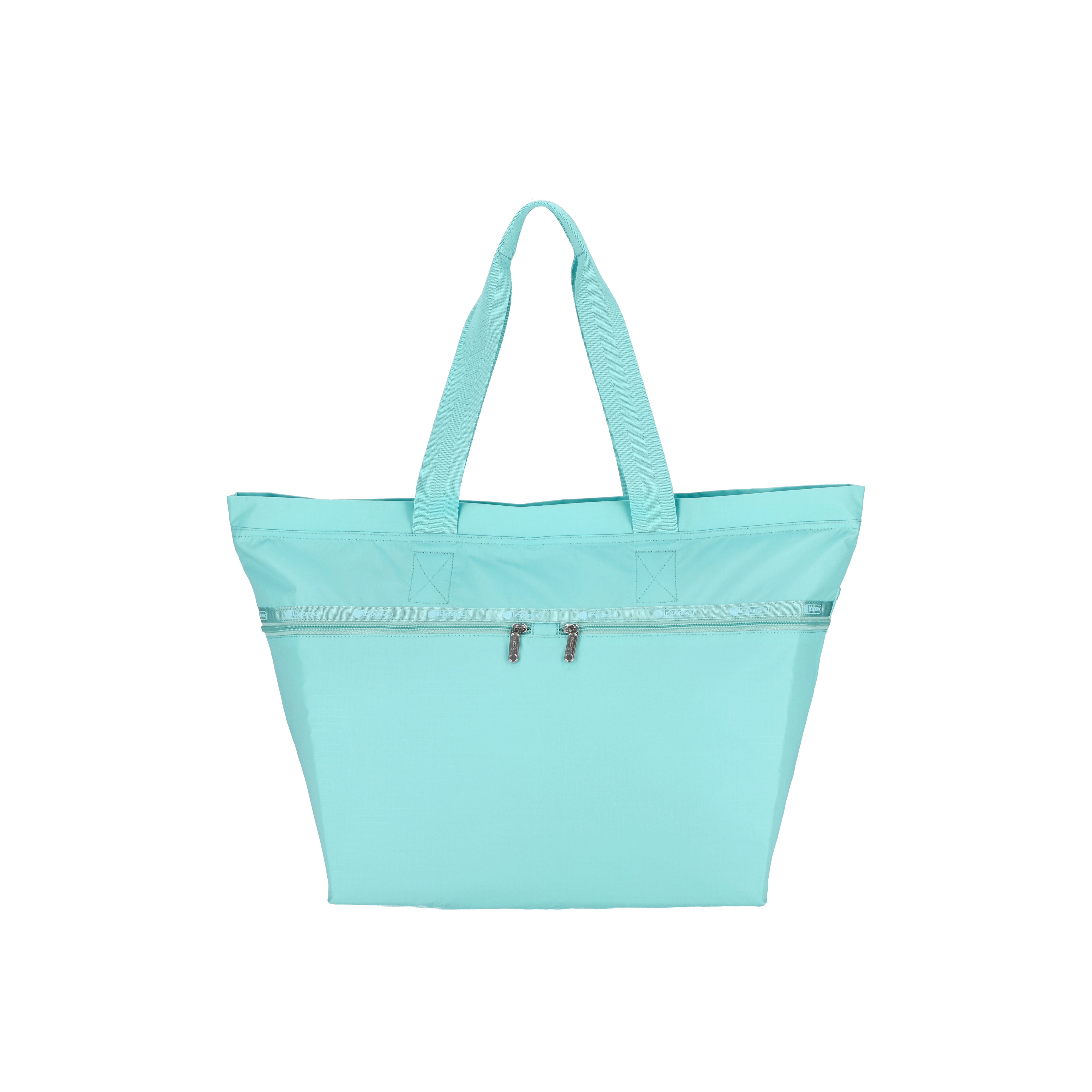 簡約兩側拉鍊托特包 (PALE TURQUOISE)