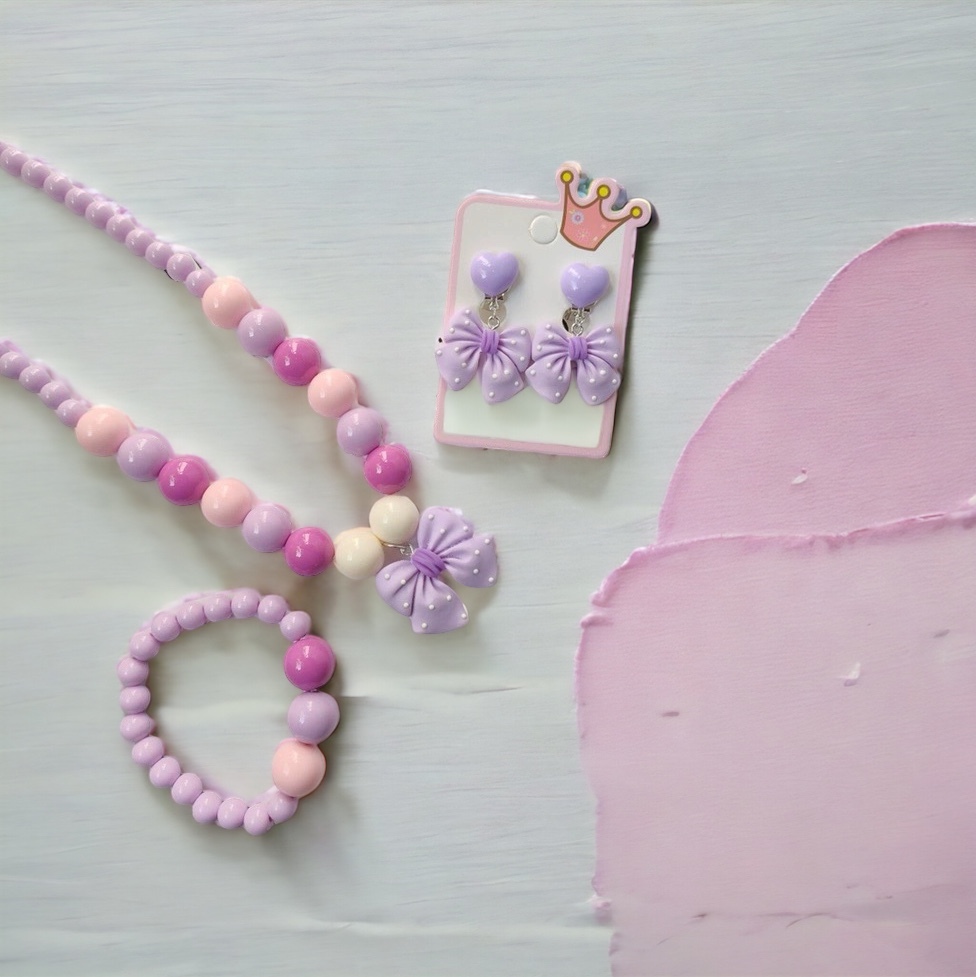 馬卡龍首飾3件組 - 紫色