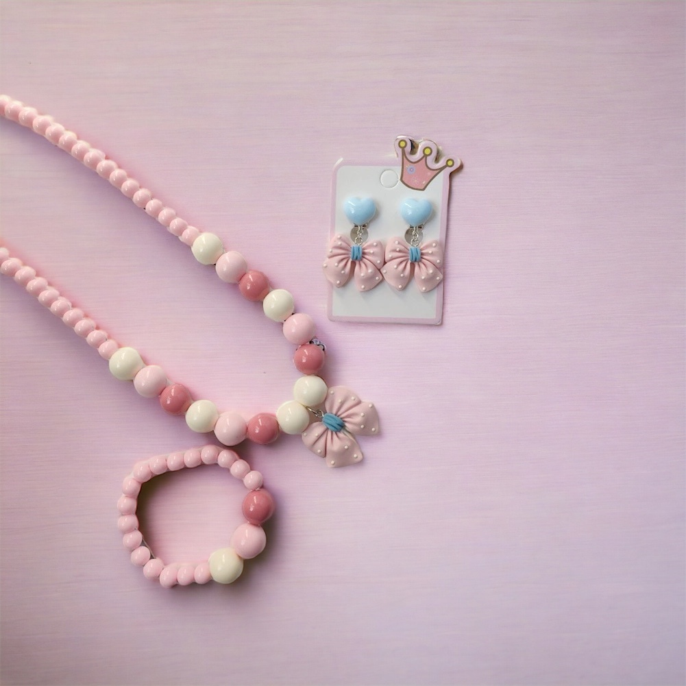 馬卡龍首飾3件組 - 粉色