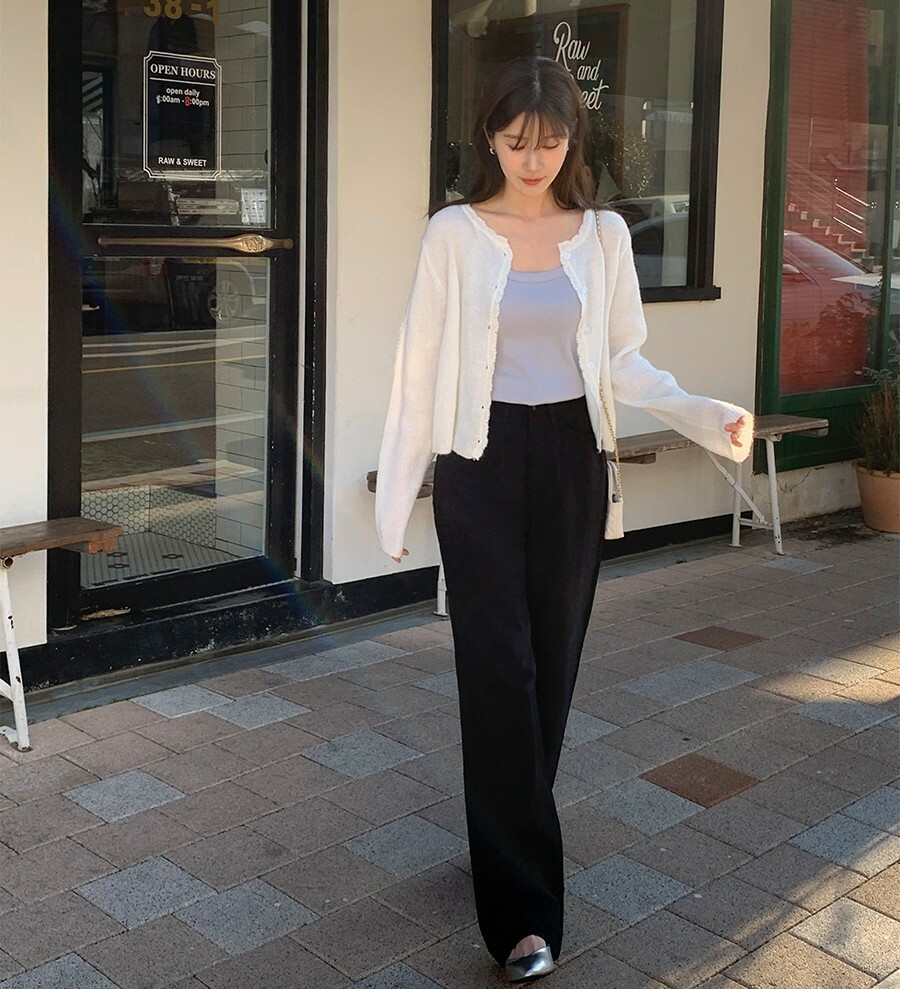 韓國Cherrykoko授權 修身超百搭兩色純棉直筒牛仔褲