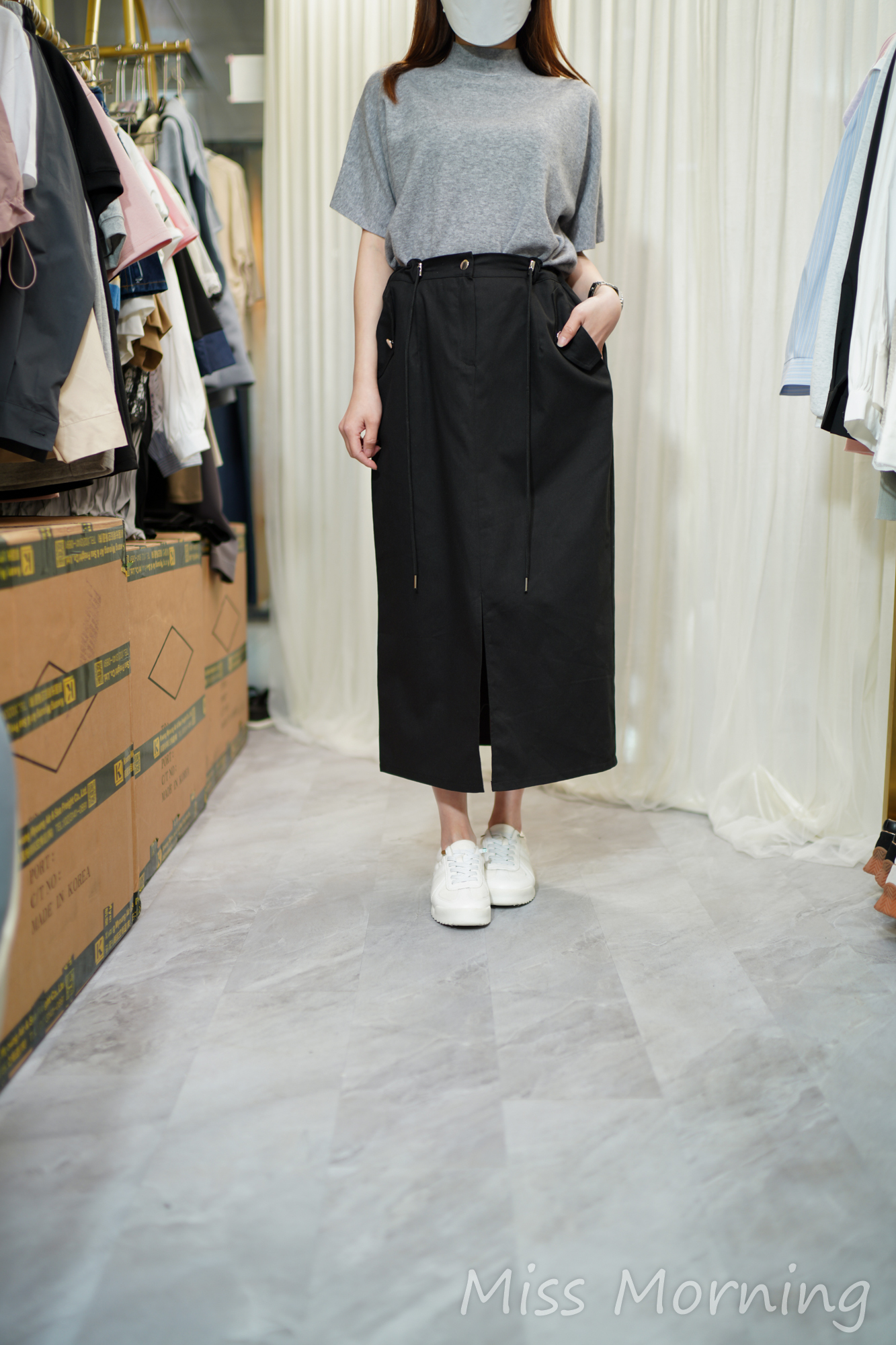 清秀全密針Top(14441)& 型格悠閑自己束鬆緊裙款(33894)