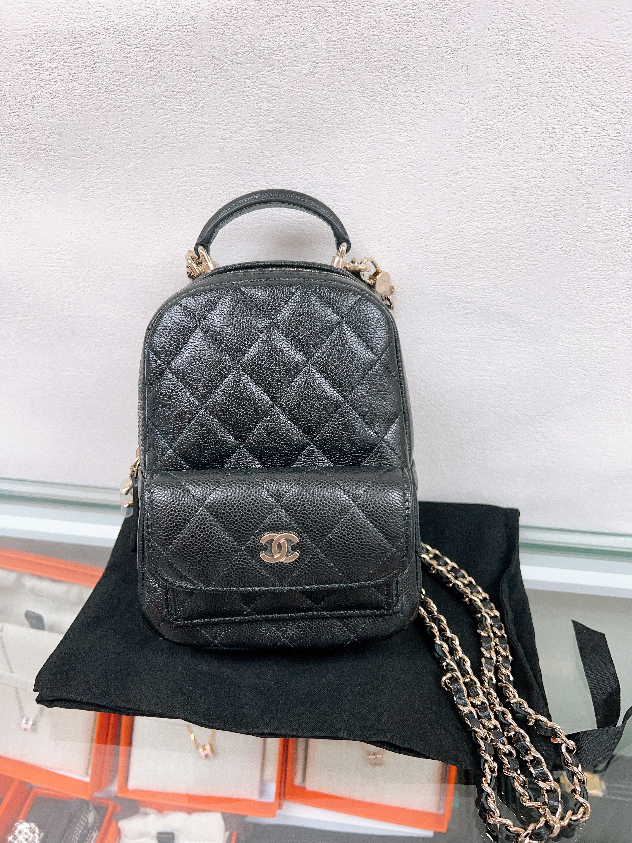 *Unused* Chanel mini backpack (black caviar)