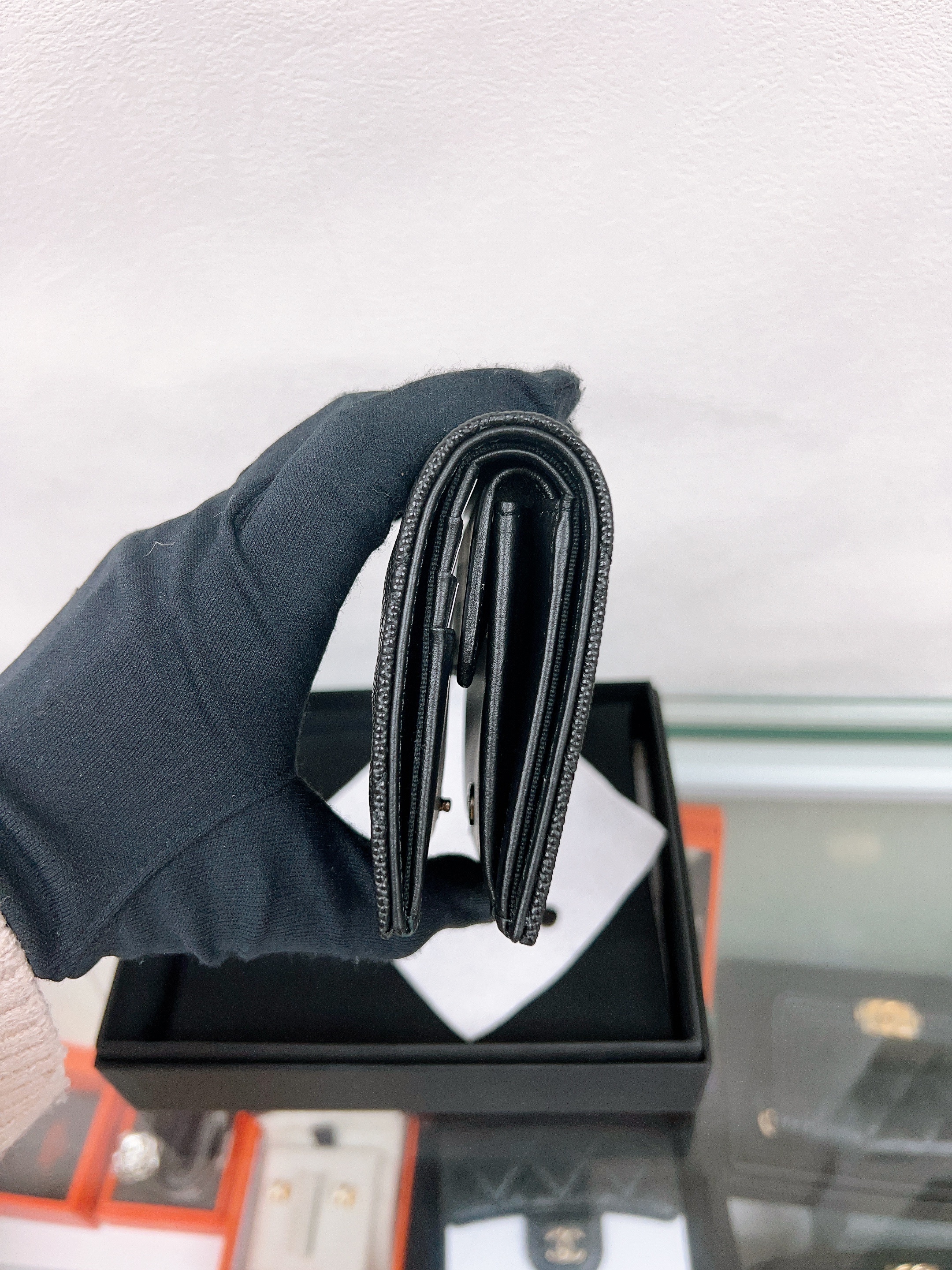 *Unused* Chanel wallet bi-fold black silver crystal