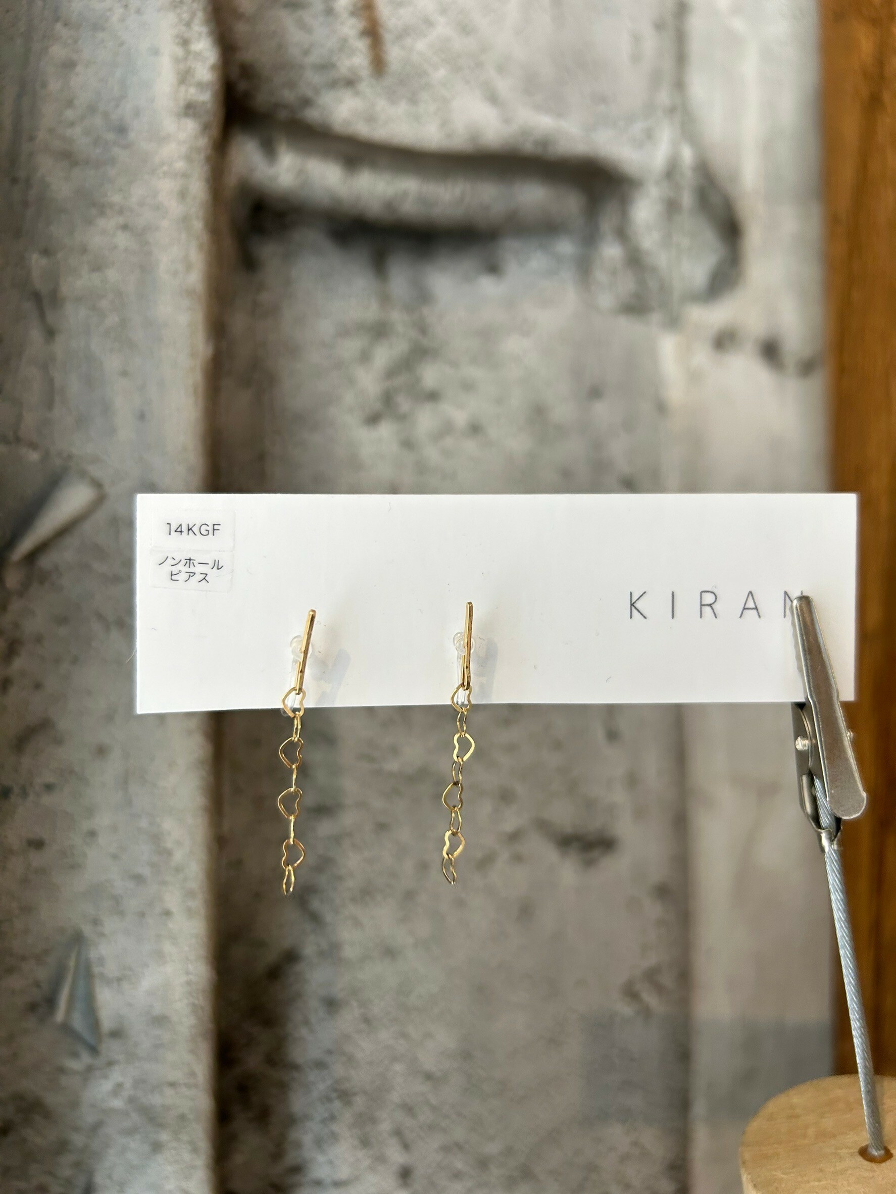 [KIRAN] 愛心長鍊耳環 | 14KGF