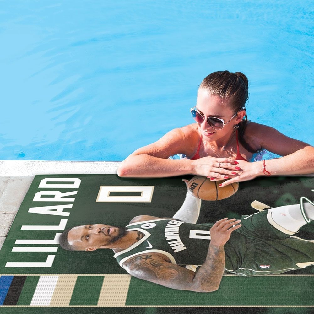 NBA毛巾 Damian Lillard 密爾瓦基公鹿 人像大圖毛巾 WinCraft Beach Towel 全新