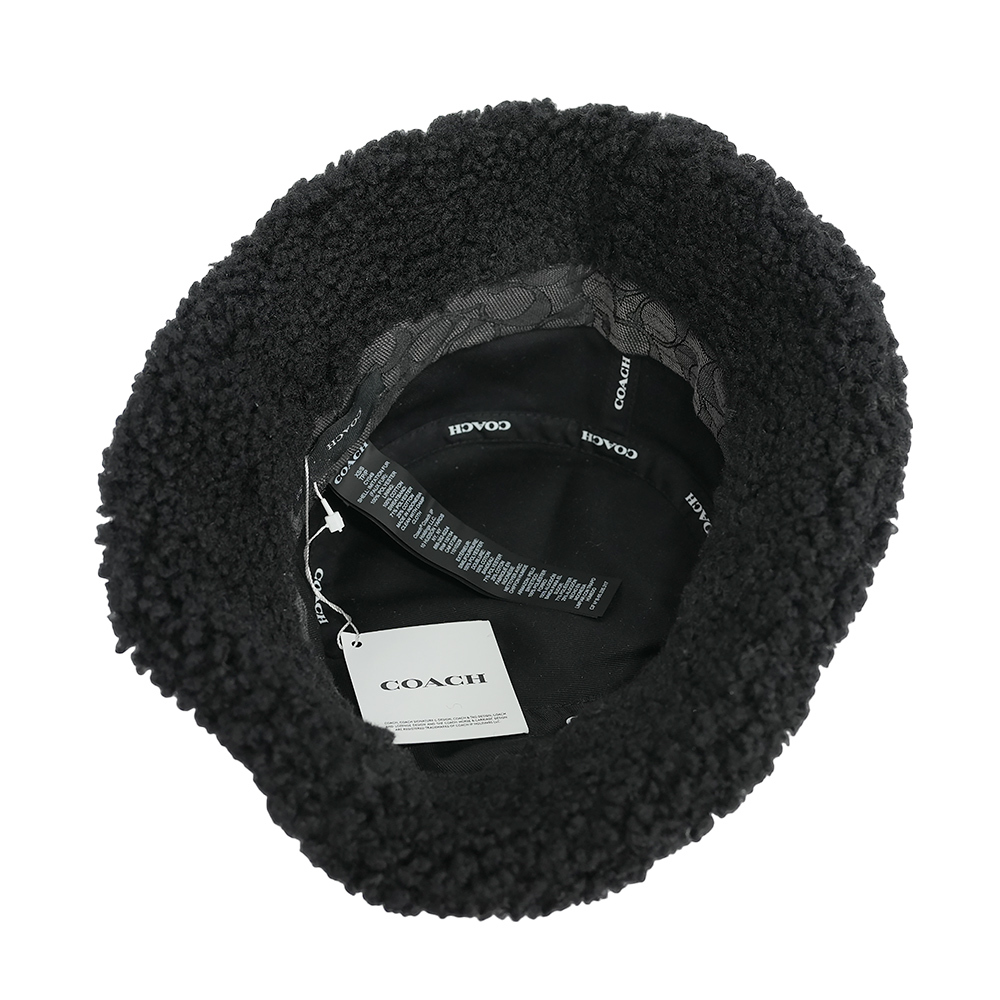 【COACH】形標誌棉質毛絨漁夫帽  XS-S  / M-L  (黑色)CY049 BLK