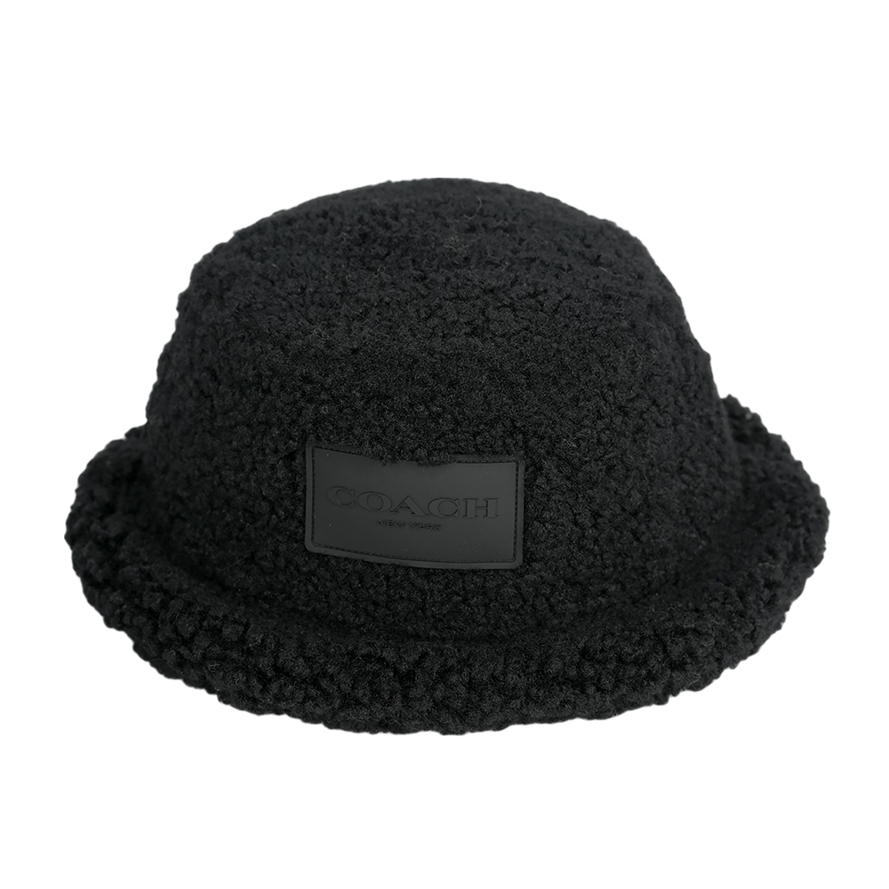 【COACH】形標誌棉質毛絨漁夫帽  XS-S  / M-L  (黑色)CY049 BLK