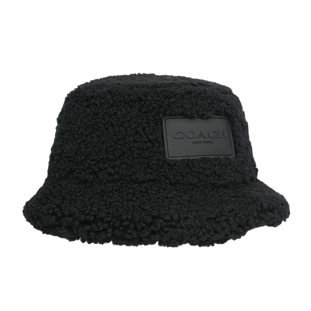 【COACH】形標誌棉質毛絨漁夫帽  XS-S  / M-L  (黑色)CY049 BLK