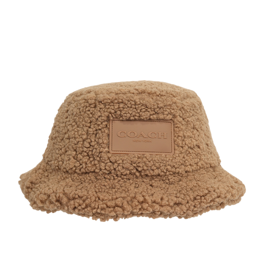 【COACH】方形標誌棉質毛絨漁夫帽  XS-S  / M-L  (焦糖色)CY049 TN2