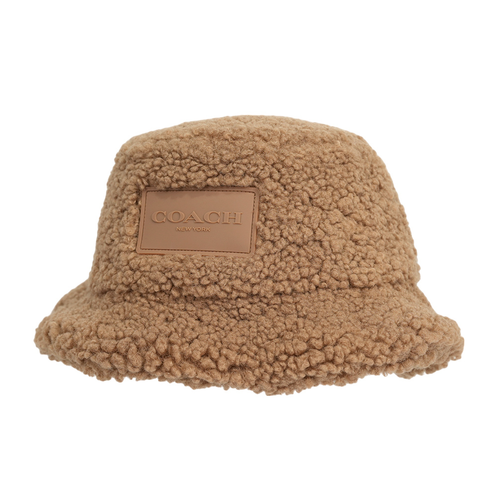 【COACH】方形標誌棉質毛絨漁夫帽  XS-S  / M-L  (焦糖色)CY049 TN2