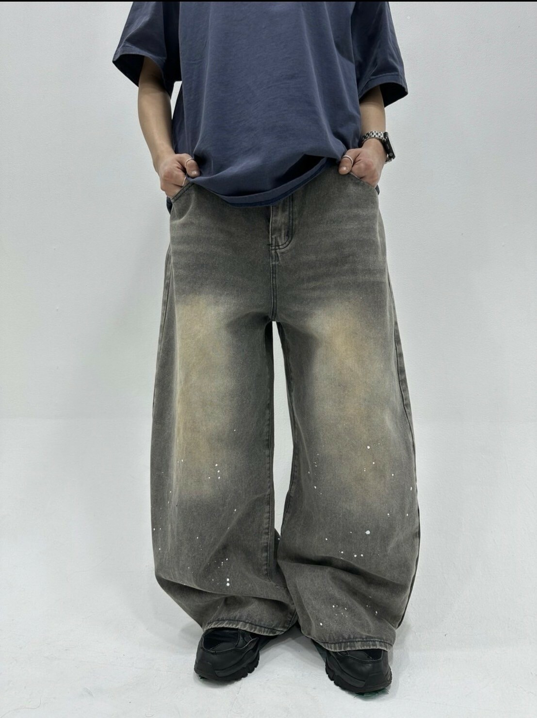 美式 街頭 潑墨 做舊 #牛仔褲