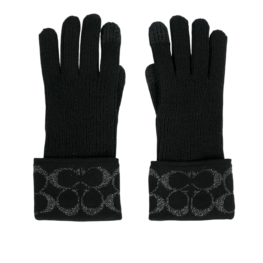 【COACH】金屬 CC Logo 羊毛手套(黑色)