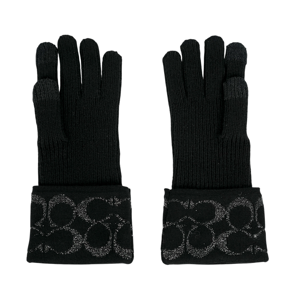 【COACH】金屬 CC Logo 羊毛手套(黑色)CAO57 BKBK